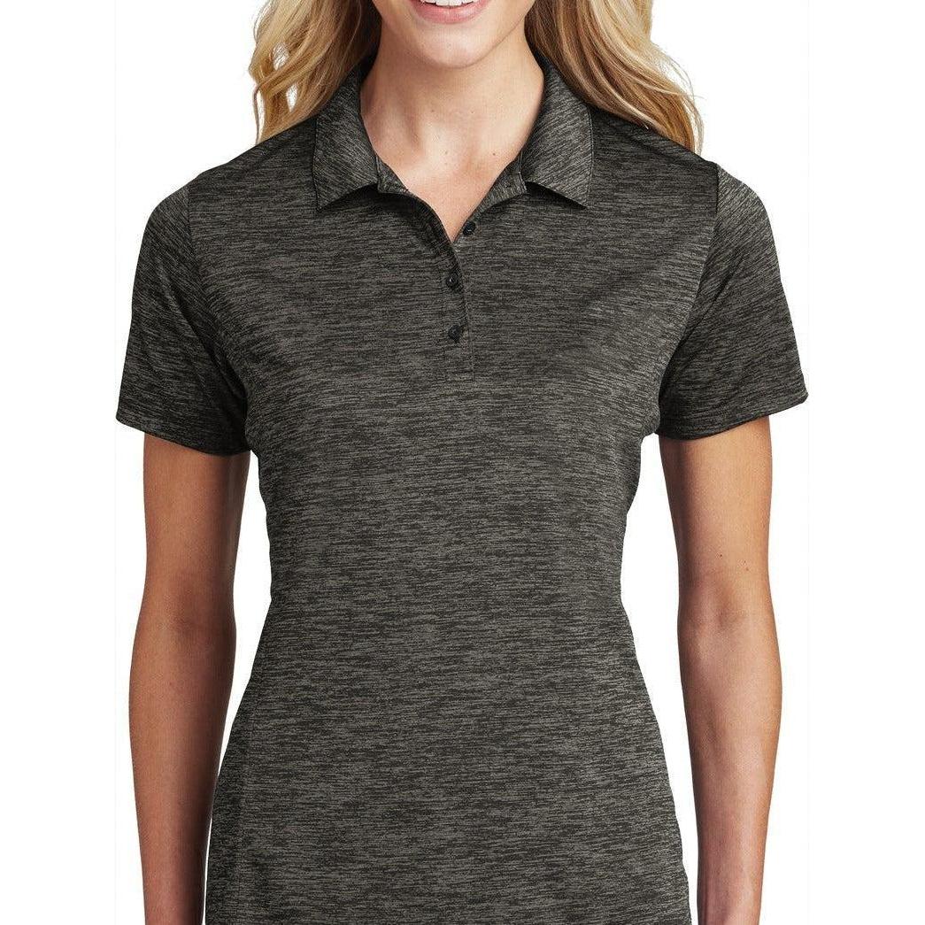 no-logo Sport-Tek Women's PosiCharge Electric Heather Polo-Regular-Sport-Tek-Grey-Black Electric-S-Thread Logic