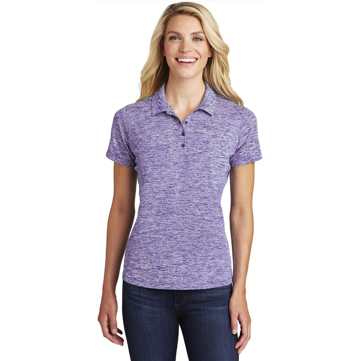 no-logo Sport-Tek Women's PosiCharge Electric Heather Polo-Regular-Sport-Tek-Purple Electric-S-Thread Logic
