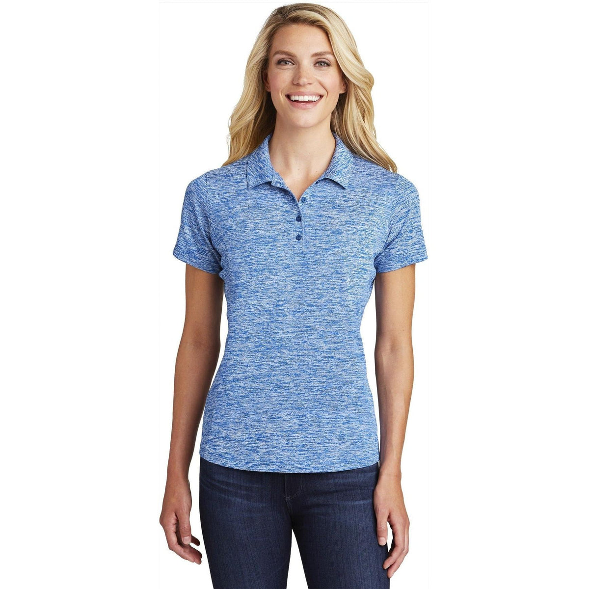 no-logo Sport-Tek Women's PosiCharge Electric Heather Polo-Regular-Sport-Tek-True Royal Electric-S-Thread Logic