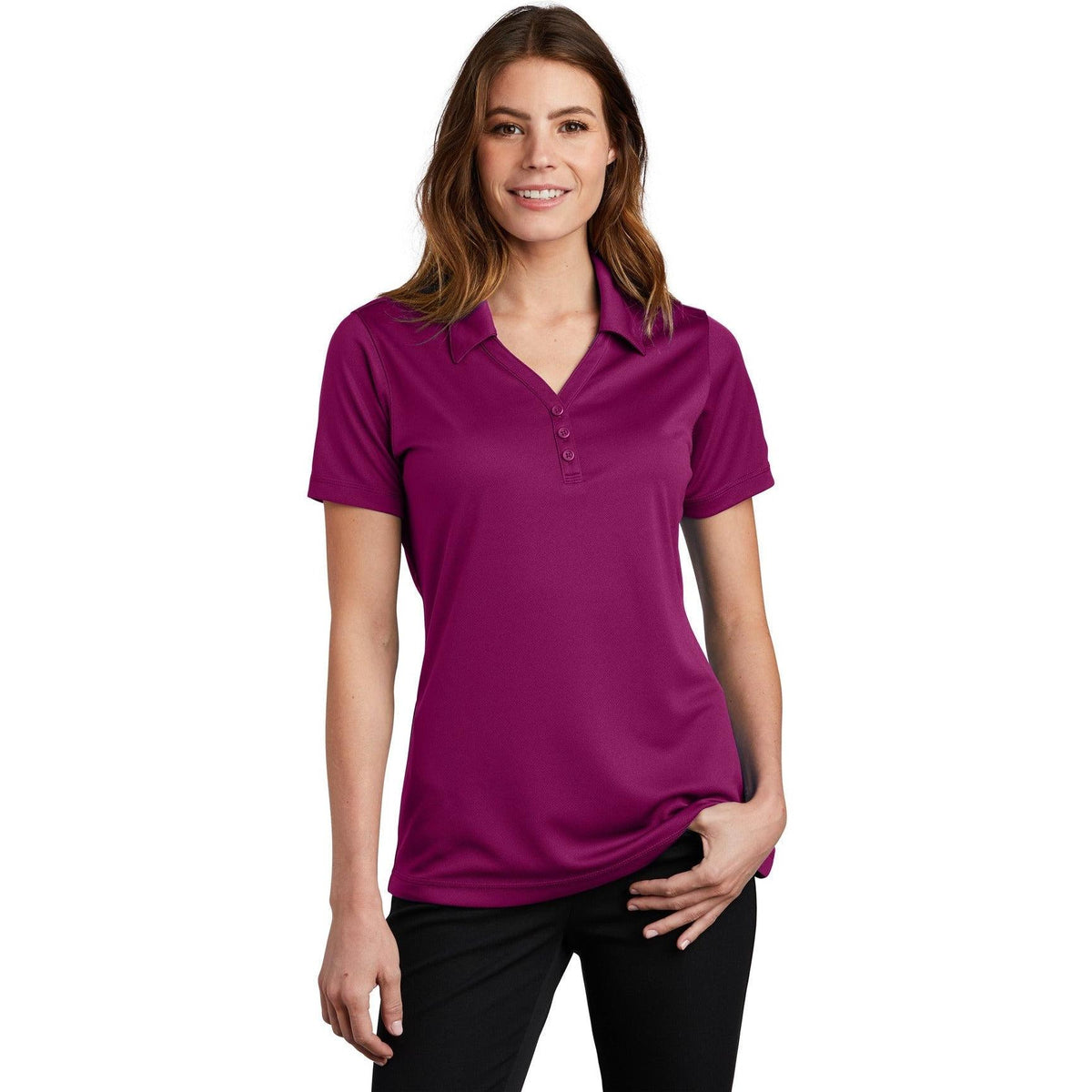 no-logo  Sport-Tek Ladies PosiCharge Micro-Mesh Polo-Regular-Sport-Tek-Pink Rush-S-Thread Logic