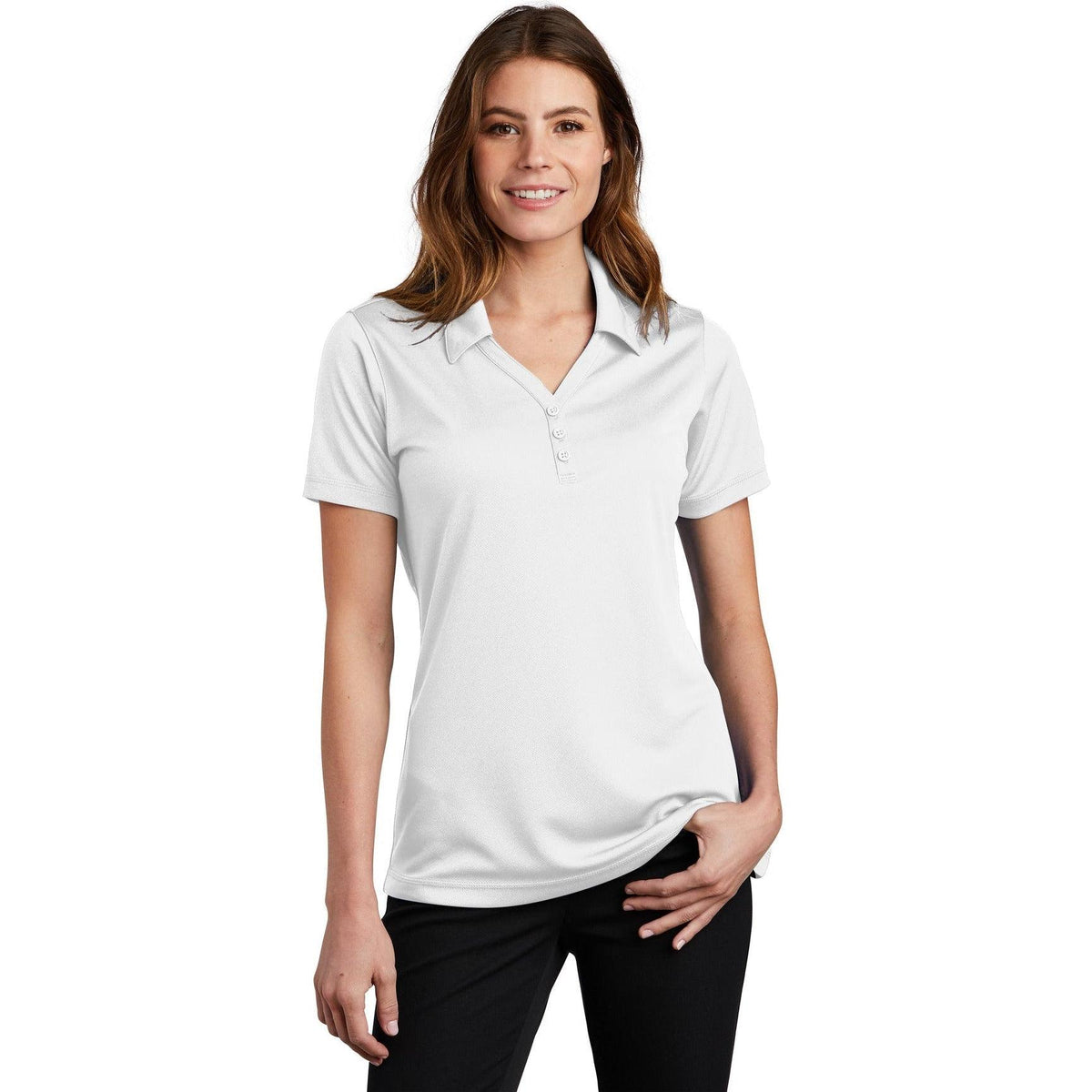 no-logo  Sport-Tek Ladies PosiCharge Micro-Mesh Polo-Regular-Sport-Tek-White-S-Thread Logic