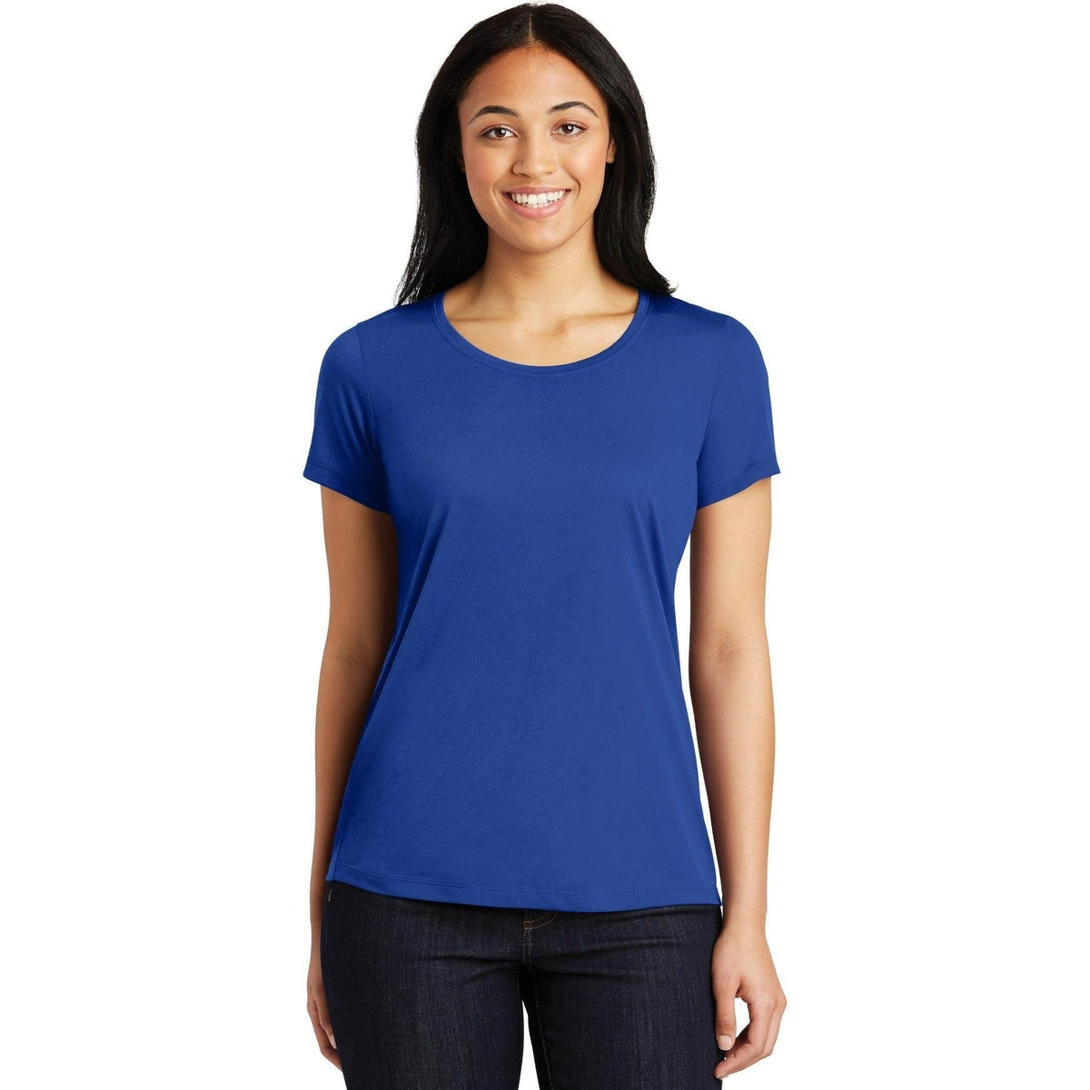no-logo CLOSEOUT - Sport-Tek Ladies Posicharge Competitor Cotton Touch Scoop Neck Tee-Polos-Sport-Tek-True Royal-S-Thread Logic