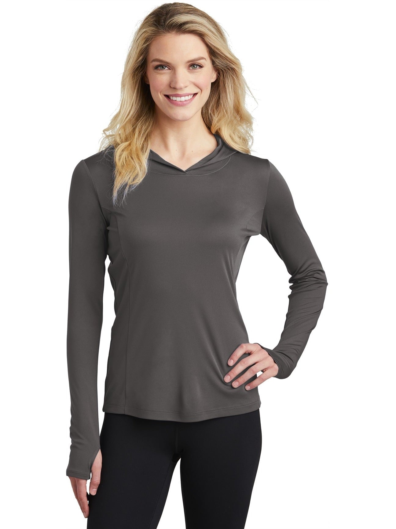  Sport-Tek Ladies Posicharge Competitor Hooded Pullover-Regular-Sport-Tek-Iron Grey-S-Thread Logic
