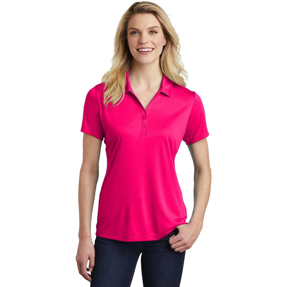 no-logo  Sport-Tek Ladies Posicharge Competitor Polo-Regular-Sport-Tek-Pink Raspberry-S-Thread Logic