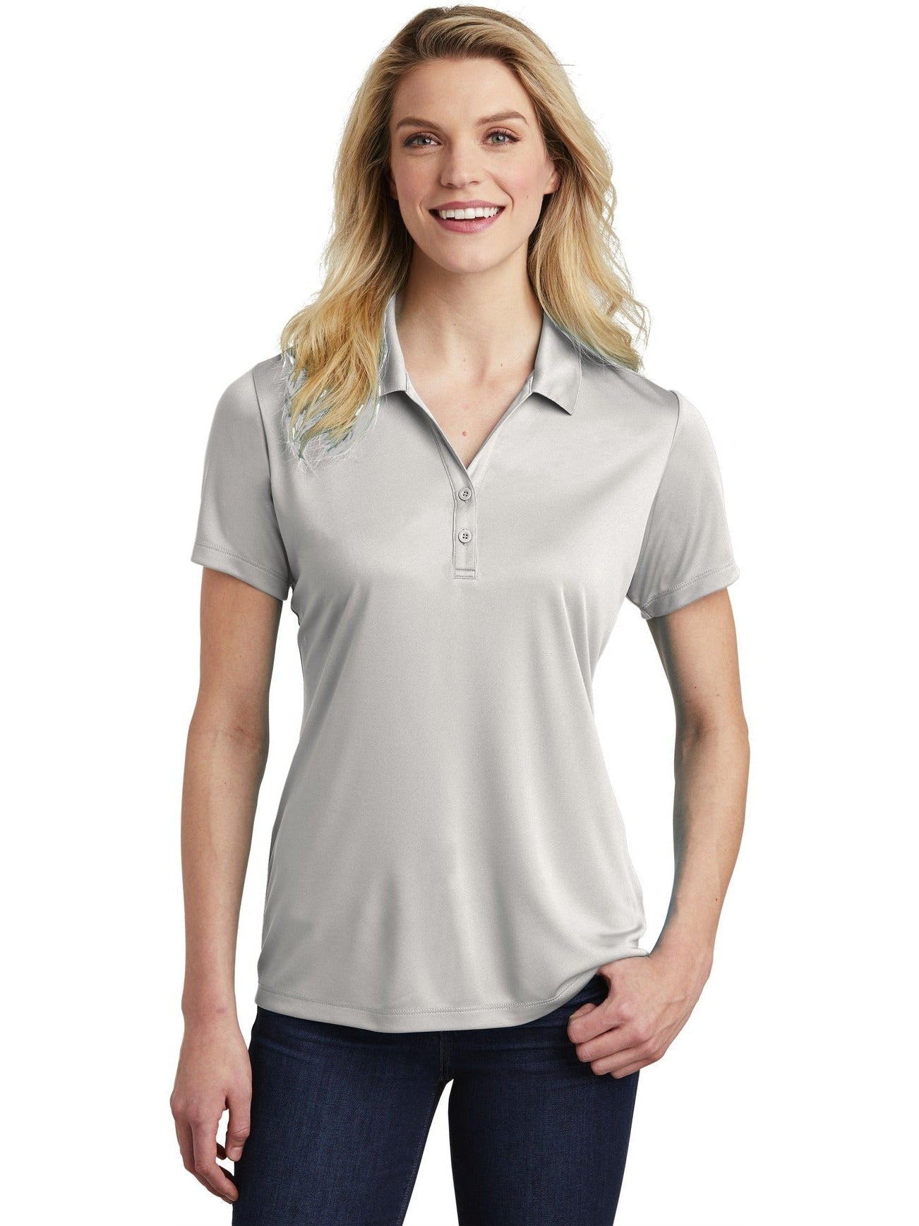  Sport-Tek Ladies Posicharge Competitor Polo-Regular-Sport-Tek-Silver-S-Thread Logic