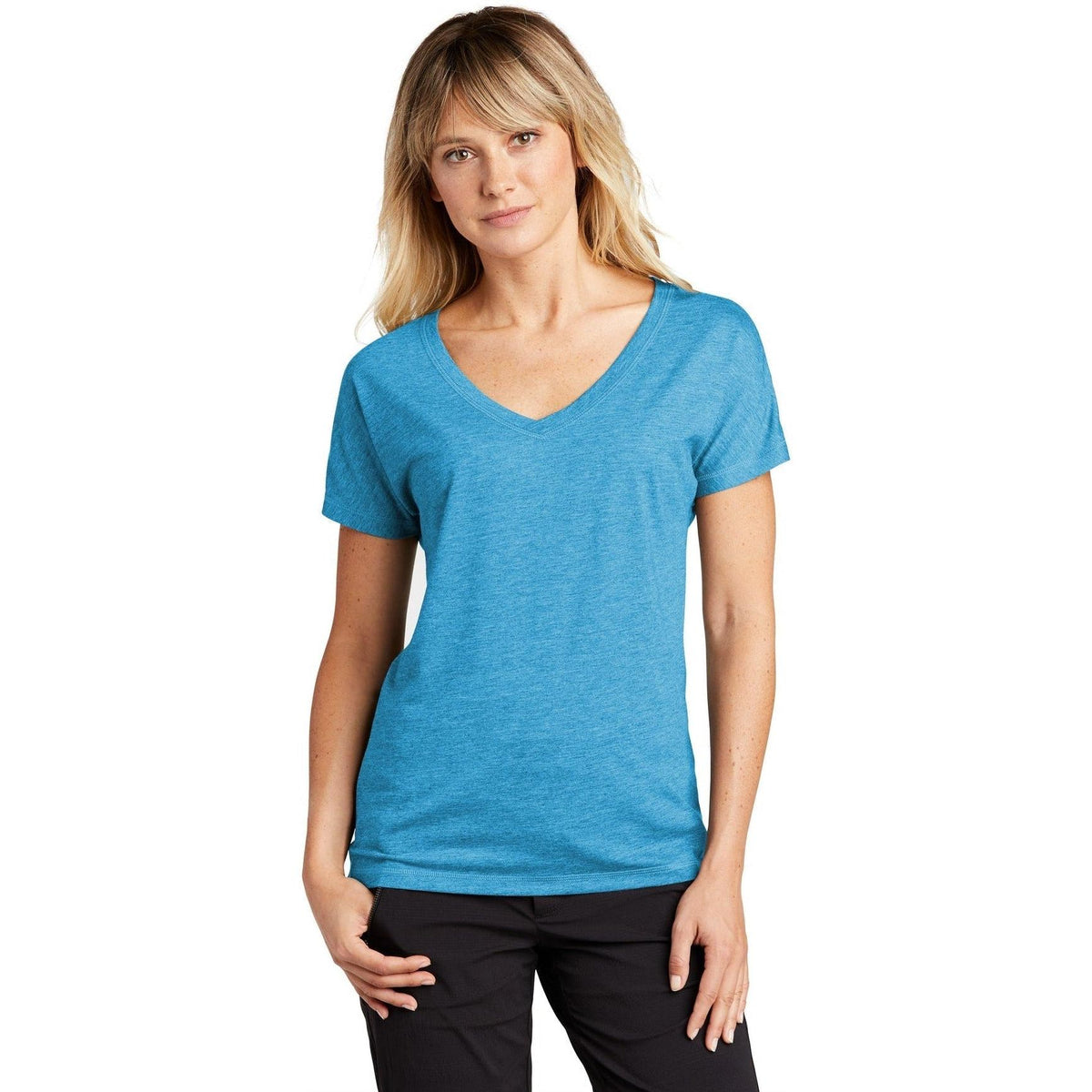 no-logo  Sport-Tek Ladies Posicharge Tri-Blend Wicking Dolman Tee-Active-Sport-Tek-Pond Blue Heather-S-Thread Logic
