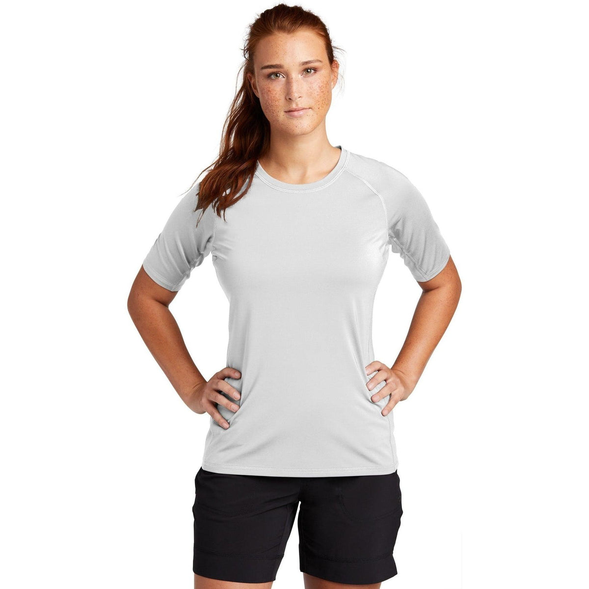 no-logo  Sport-Tek Ladies Rashguard Tee-Regular-Sport-Tek-White-S-Thread Logic