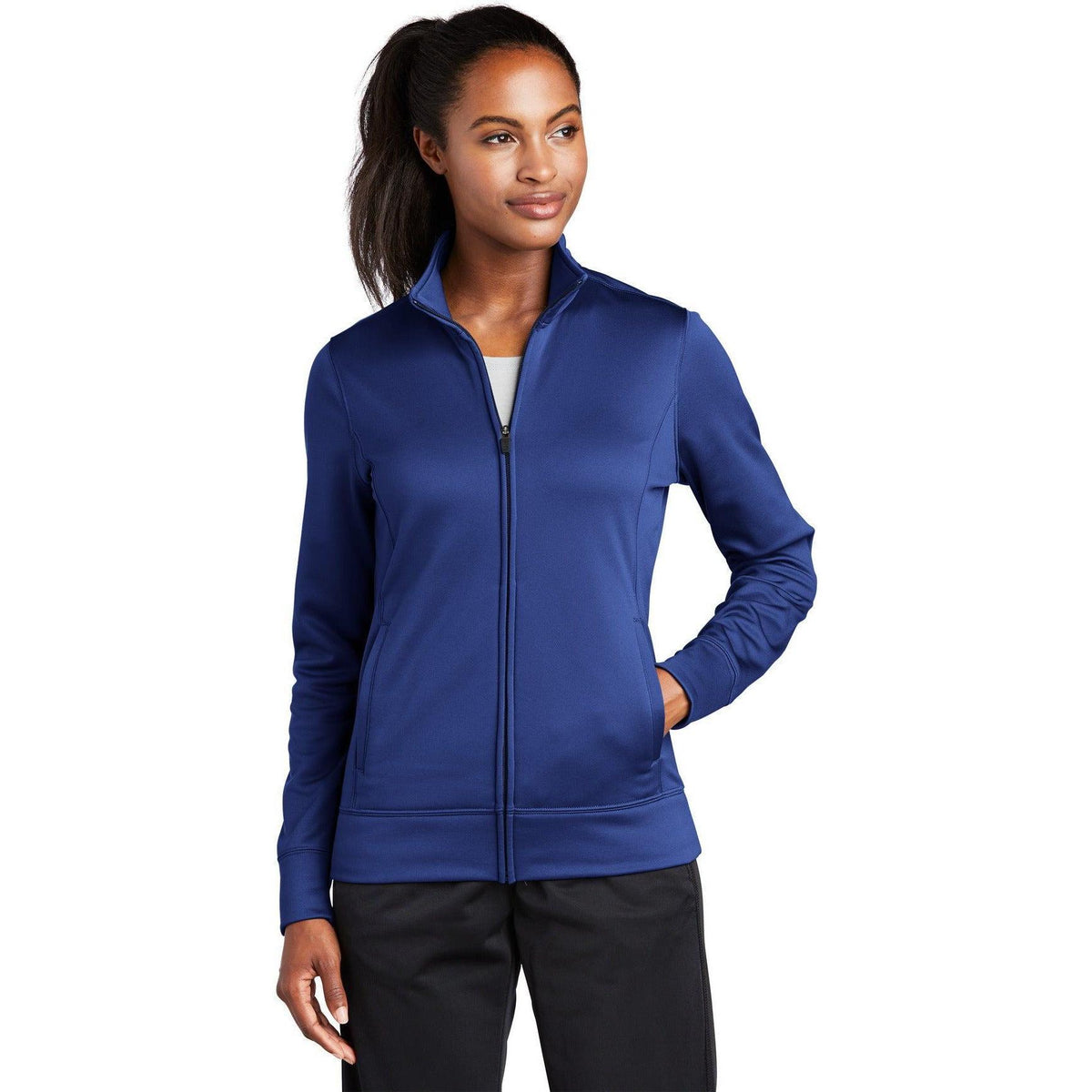 no-logo  Sport-Tek Ladies Sport-Wick Fleece Full-Zip Jacket-Regular-Sport-Tek-True Royal-S-Thread Logic