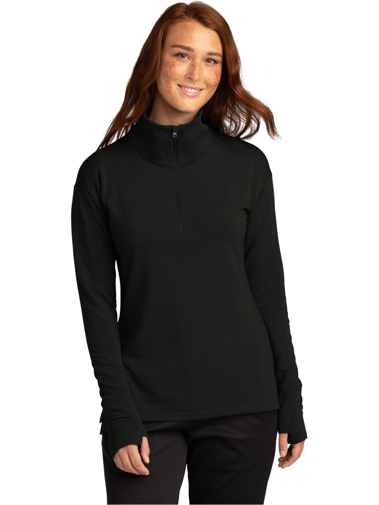  Sport-Tek Ladies Sport-Wick Flex Fleece 1/4-Zip-Regular-Sport-Tek-Black-S-Thread Logic