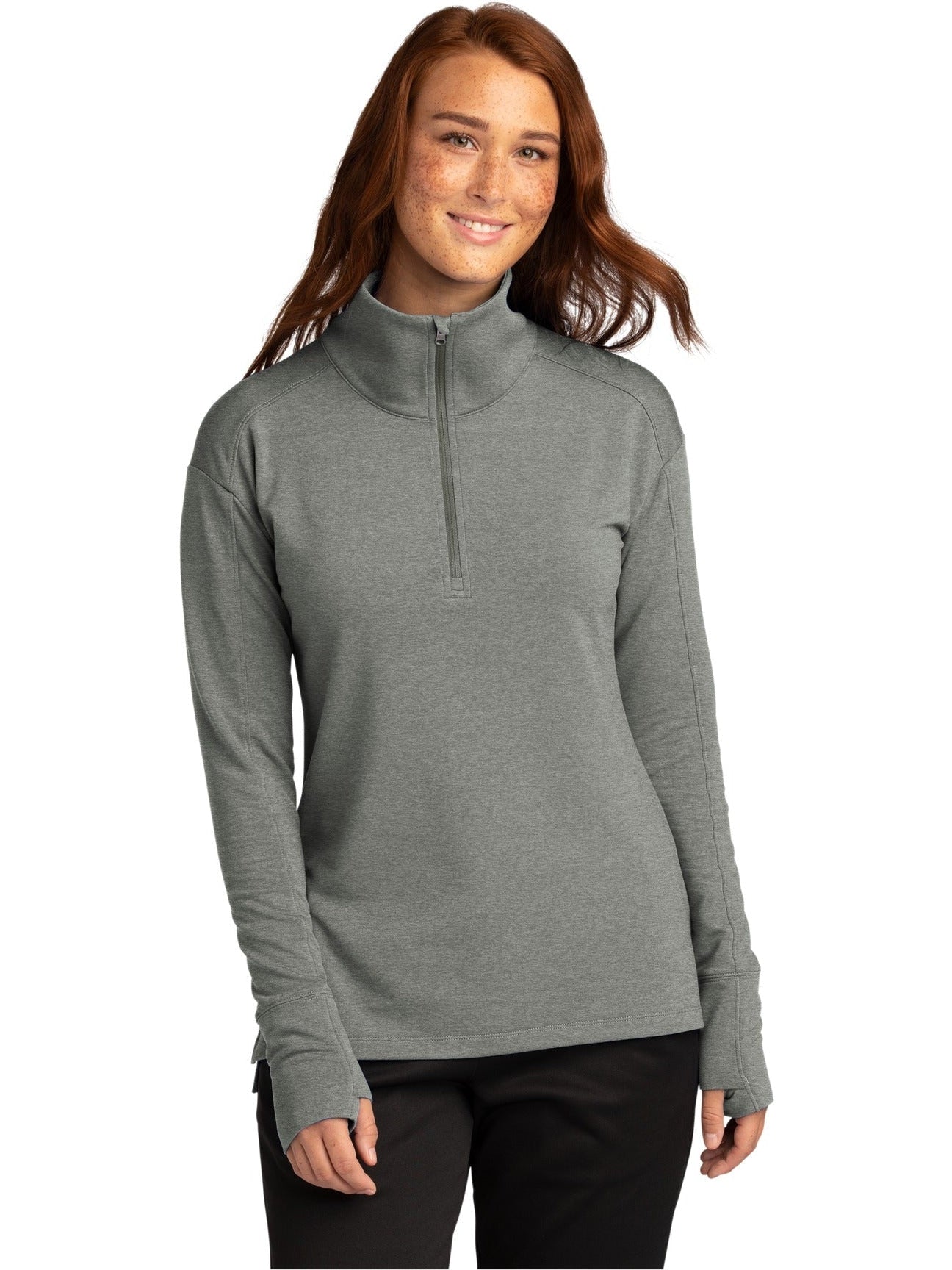  Sport-Tek Ladies Sport-Wick Flex Fleece 1/4-Zip-Regular-Sport-Tek-Light Grey Heather-S-Thread Logic