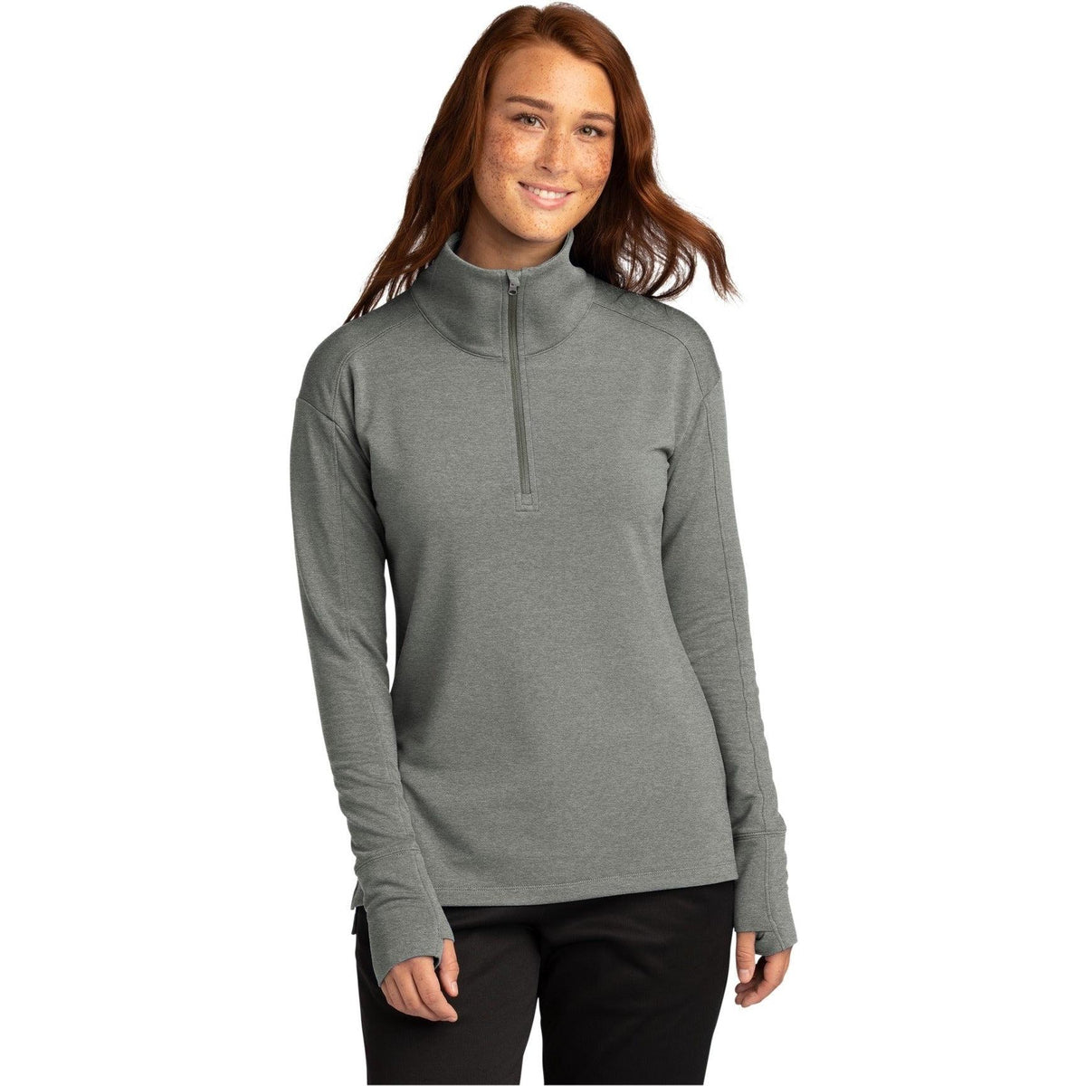 logo-left  Sport-Tek Ladies Sport-Wick Flex Fleece 1/4-Zip-Regular-Sport-Tek-Light Grey Heather-S-Thread Logic