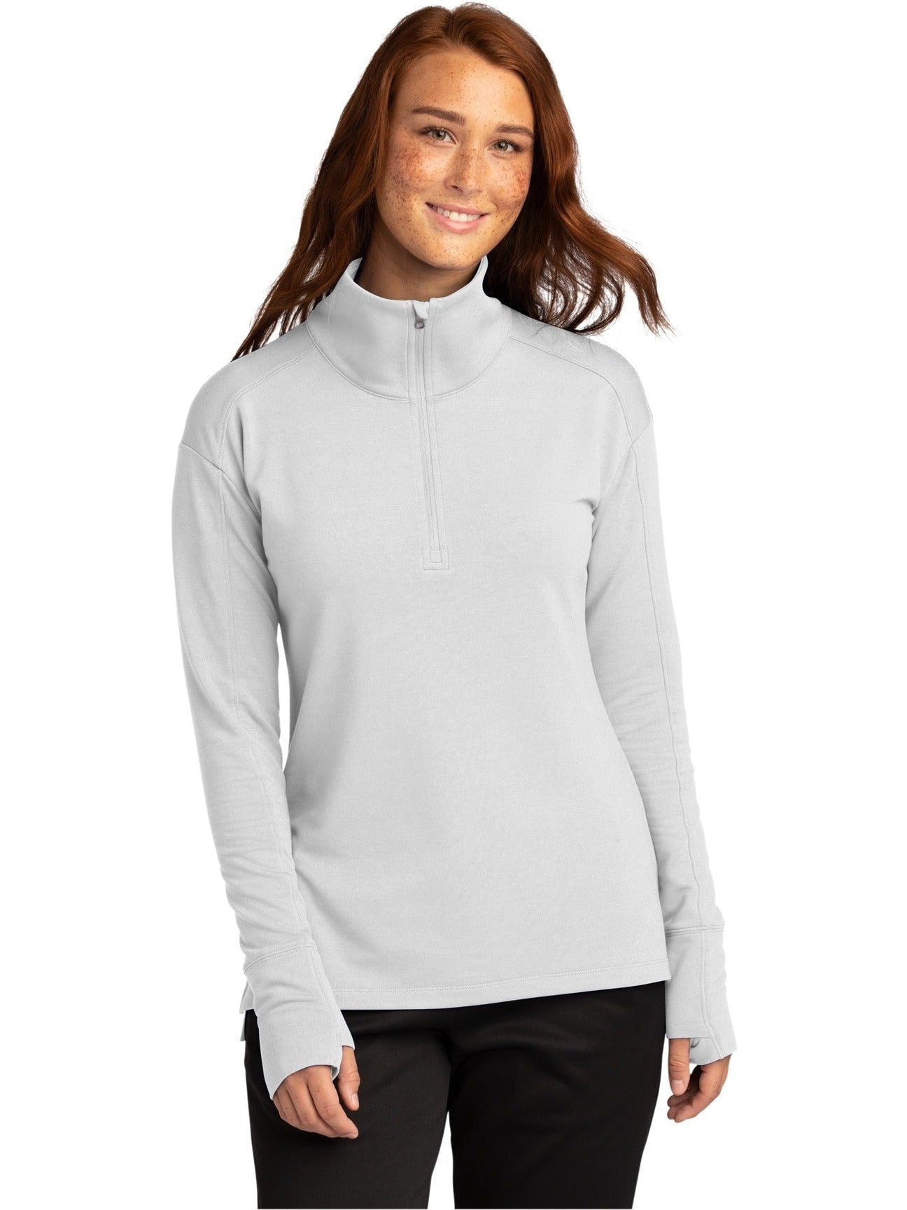  Sport-Tek Ladies Sport-Wick Flex Fleece 1/4-Zip-Regular-Sport-Tek-White-S-Thread Logic