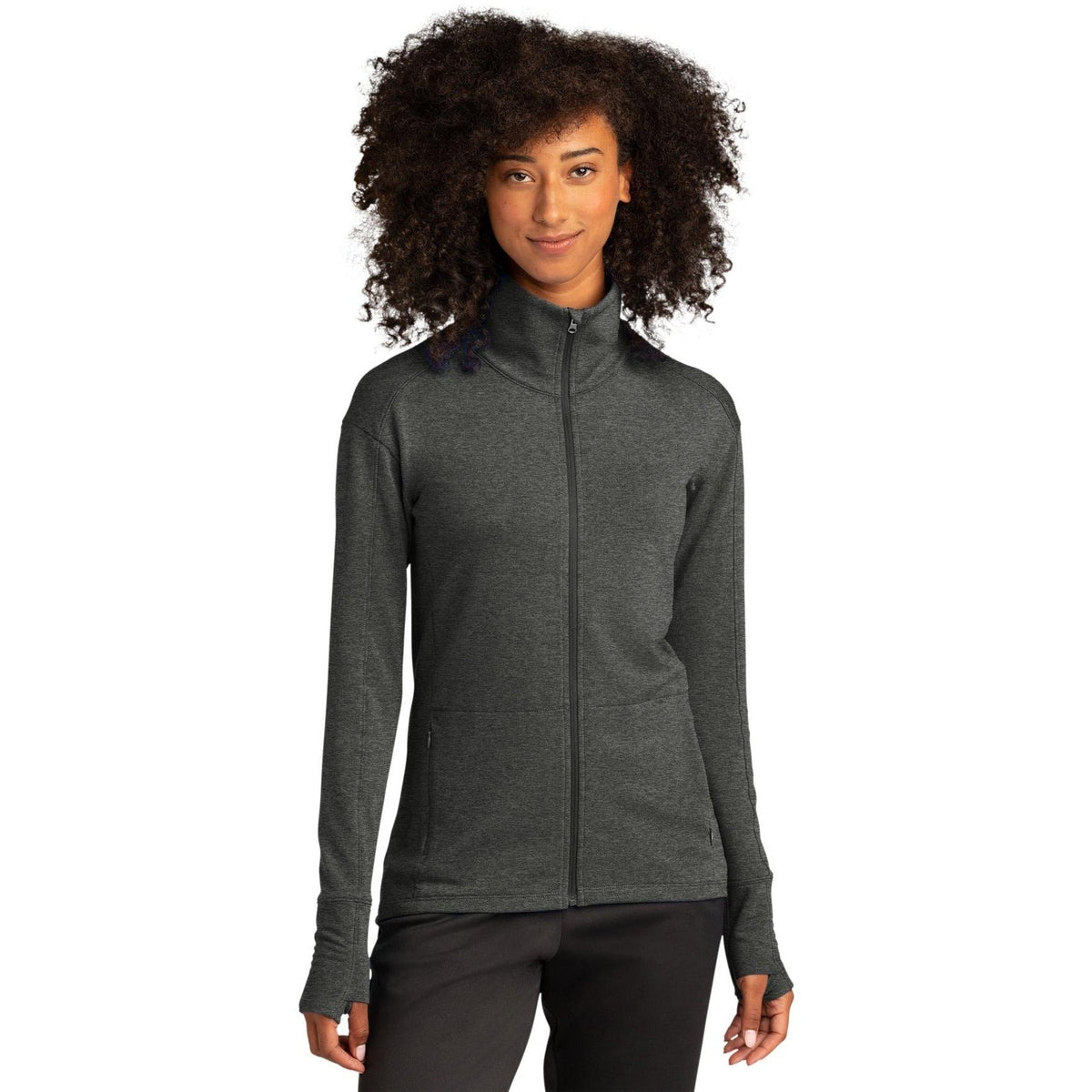 no-logo  Sport-Tek Ladies Sport-Wick Flex Fleece Full-Zip-Regular-Sport-Tek-Dark Grey Heather-S-Thread Logic