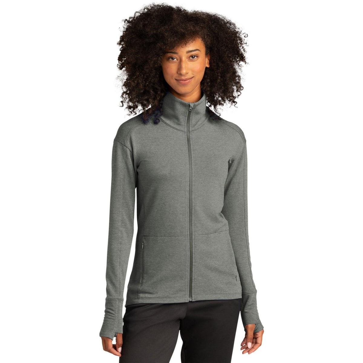 no-logo  Sport-Tek Ladies Sport-Wick Flex Fleece Full-Zip-Regular-Sport-Tek-Light Grey Heather-S-Thread Logic