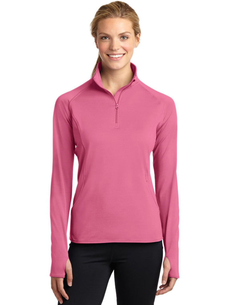  Sport-Tek Ladies Sport-Wick Stretch 1/2-Zip-Regular-Sport-Tek-Dusty Rose-XS-Thread Logic