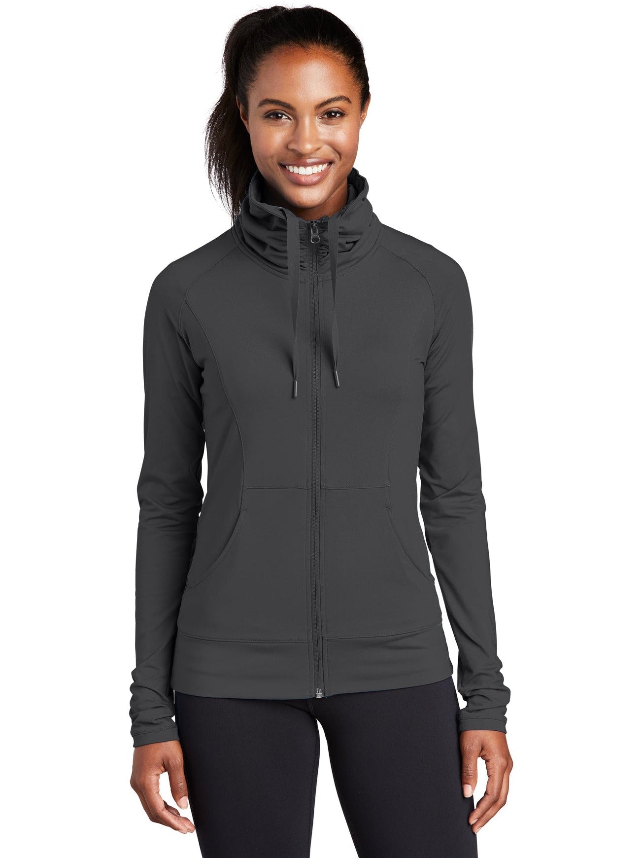  Sport-Tek Ladies Sport-Wick Stretch Full-Zip-Regular-Sport-Tek-Charcoal Grey-XS-Thread Logic
