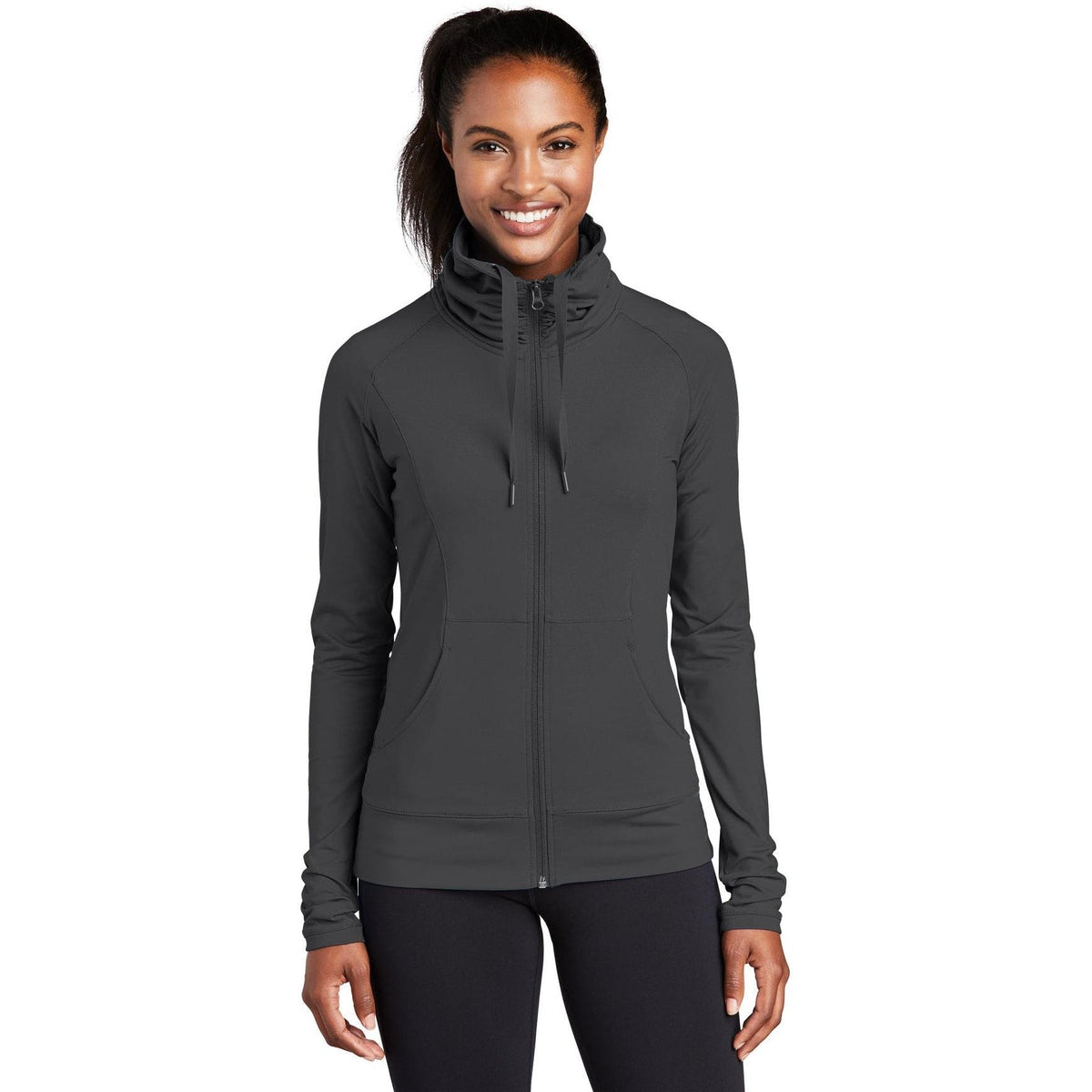 no-logo Sport-Tek Women's Sport-Wick Stretch Full-Zip-Full Zips-Sport-Tek-Charcoal Grey-XS-Thread Logic