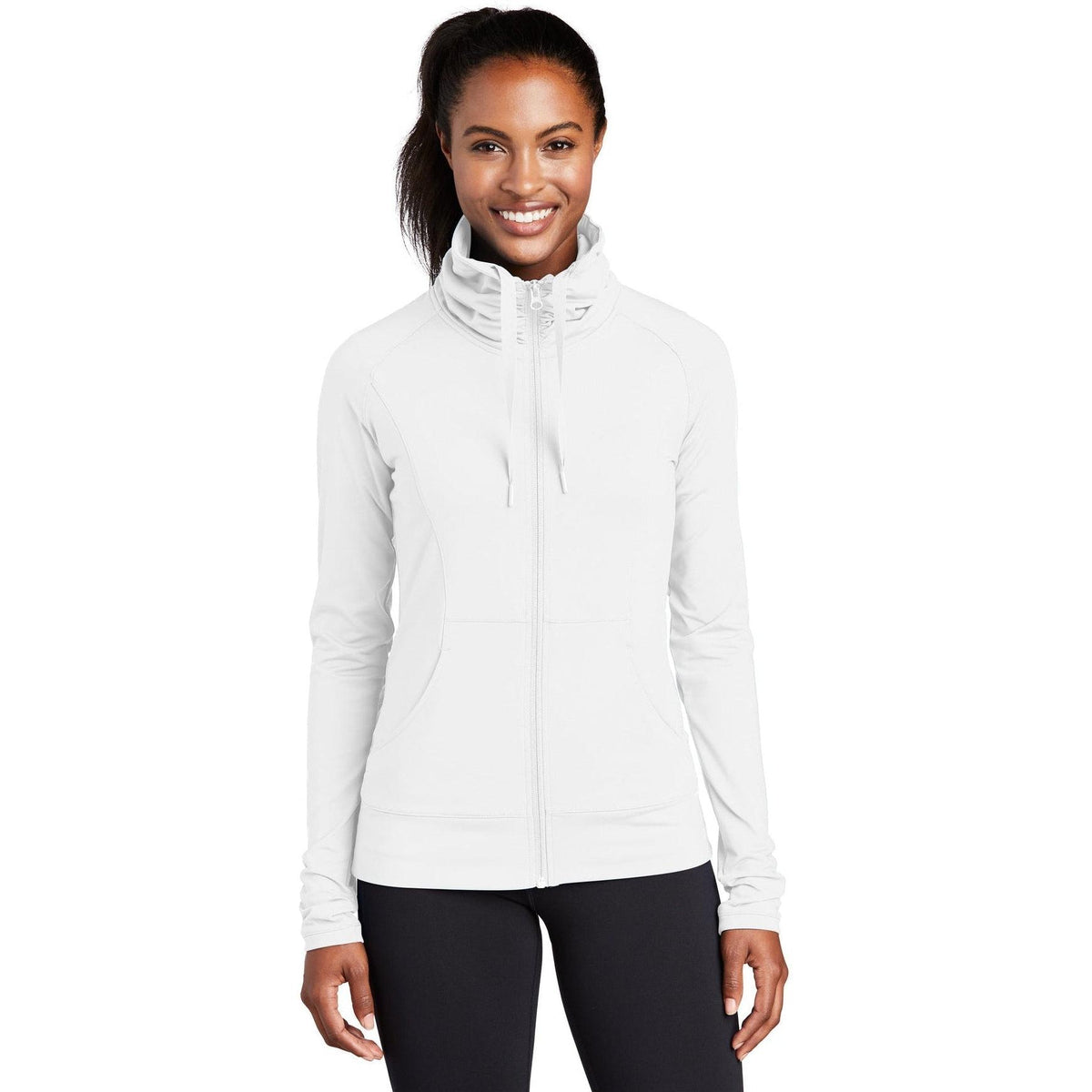no-logo Sport-Tek Women's Sport-Wick Stretch Full-Zip-Full Zips-Sport-Tek-White-XS-Thread Logic
