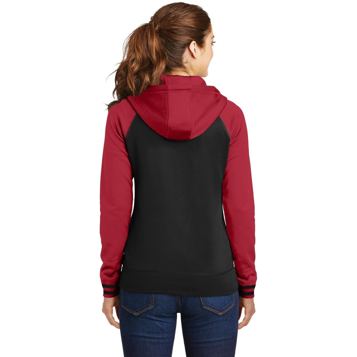 no-logo Sport-Tek Ladies Sport-Wick Varsity Fleece Full-Zip Hooded Jacket-Regular-Sport-Tek-Thread Logic