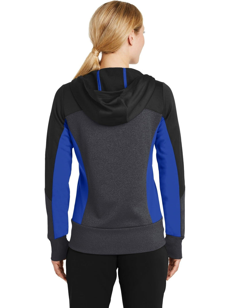 no-logo Sport-Tek Ladies Tech Fleece Colorblock Full-Zip Hooded Jacket-Regular-Sport-Tek-Thread Logic