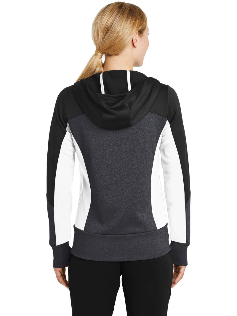 no-logo Sport-Tek Ladies Tech Fleece Colorblock Full-Zip Hooded Jacket-Regular-Sport-Tek-Thread Logic