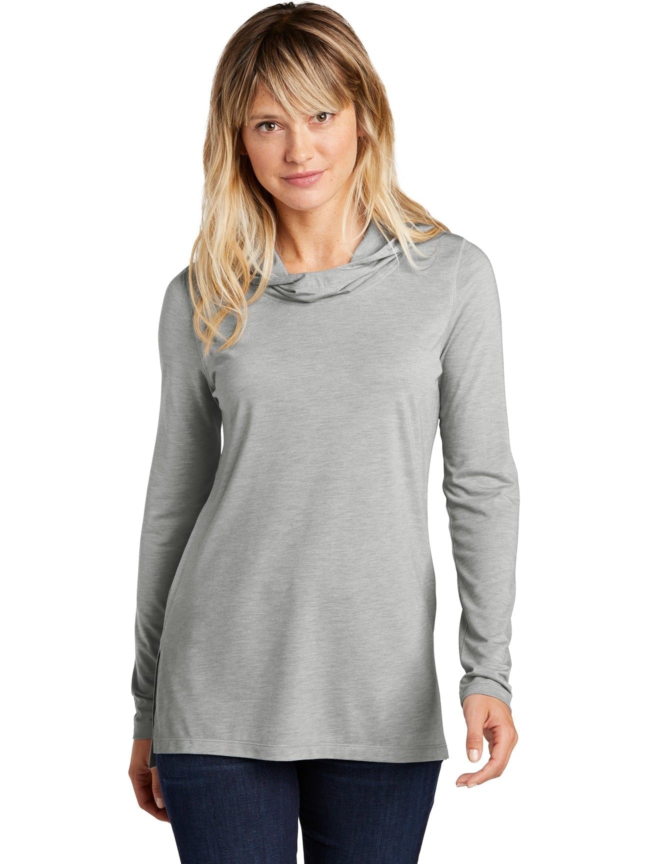  Sport-Tek Ladies Tri-Blend Wicking Long Sleeve Hoodie-Regular-Sport-Tek-Light Grey Heather-XS-Thread Logic