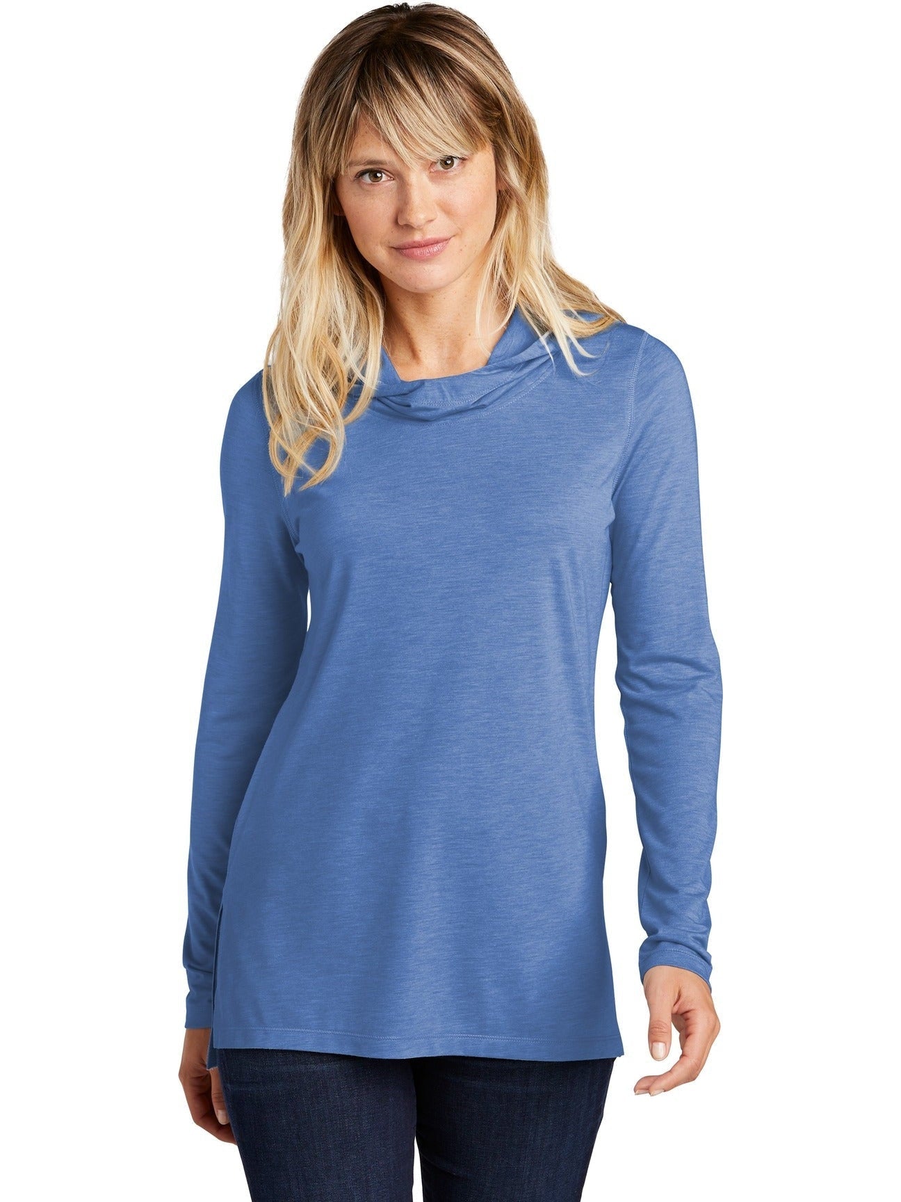  Sport-Tek Ladies Tri-Blend Wicking Long Sleeve Hoodie-Regular-Sport-Tek-True Royal Heather-XS-Thread Logic