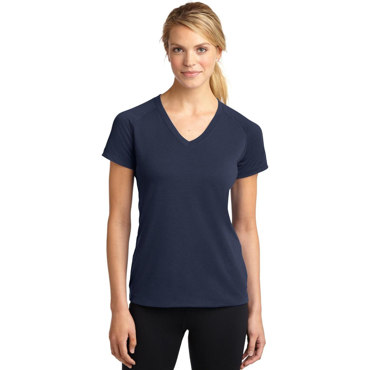 no-logo Sport-Tek Women's Ultimate Performance V-Neck-Polos-Sport-Tek-True Navy-XS-Thread Logic