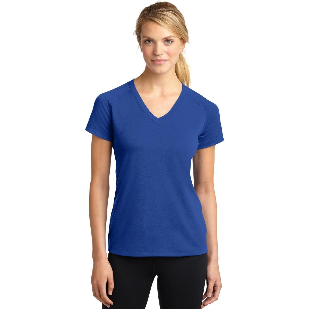 no-logo Sport-Tek Women's Ultimate Performance V-Neck-Polos-Sport-Tek-True Royal-XS-Thread Logic