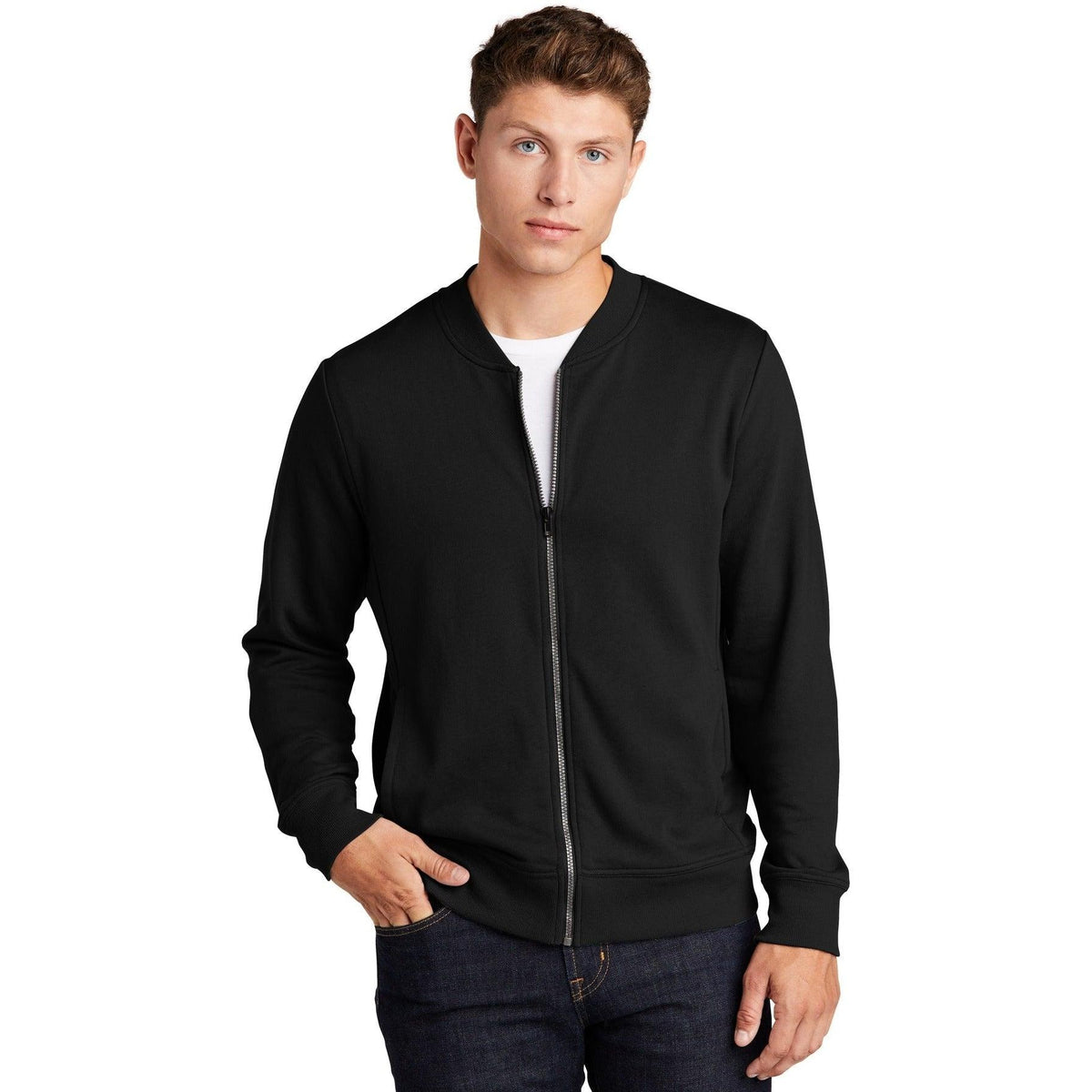no-logo  Sport-Tek Lightweight French Terry Bomber-Regular-Sport-Tek-Black-XS-Thread Logic