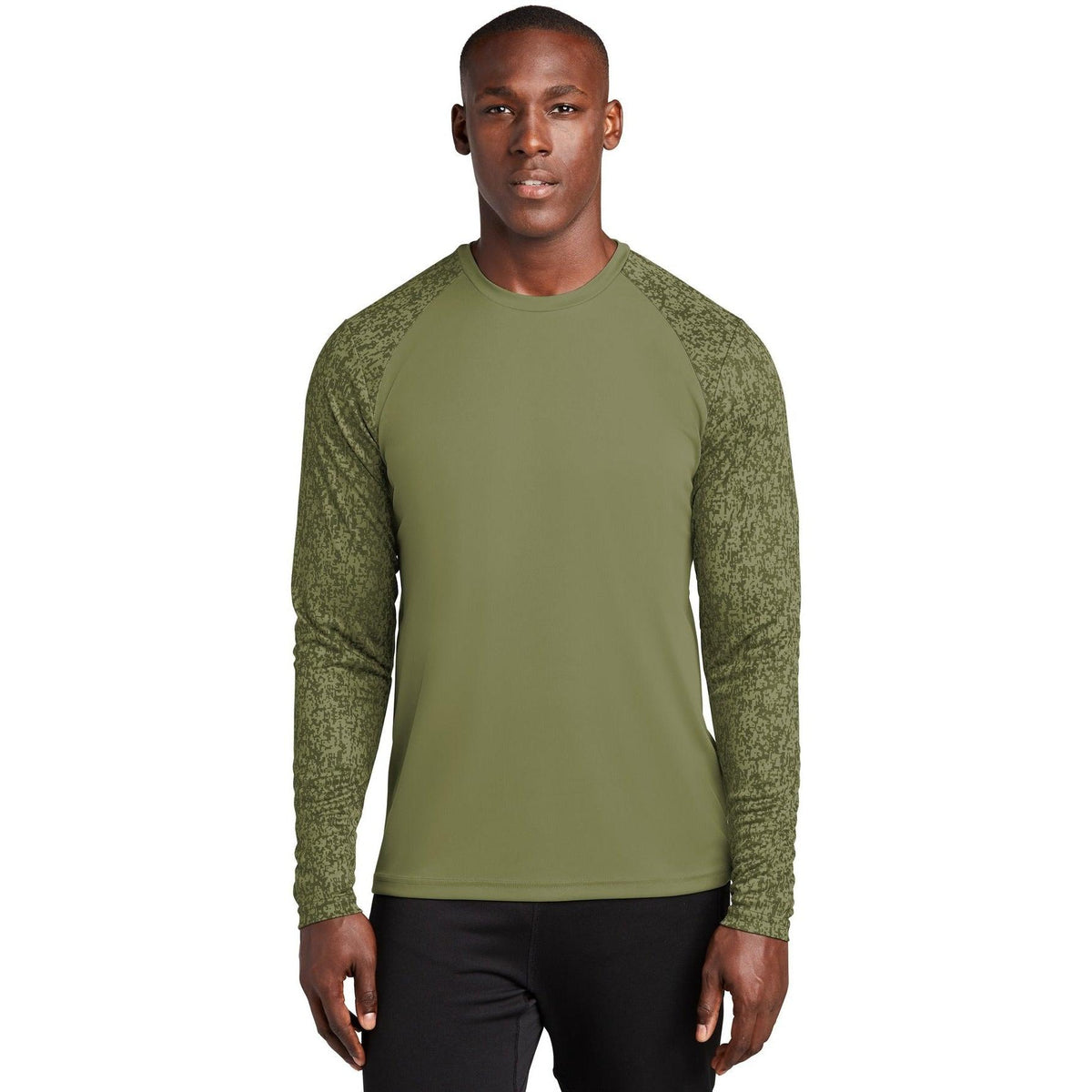 no-logo  Sport-Tek Long Sleeve Digi Camo Tee-Regular-Sport-Tek-Olive Drab Green-S-Thread Logic