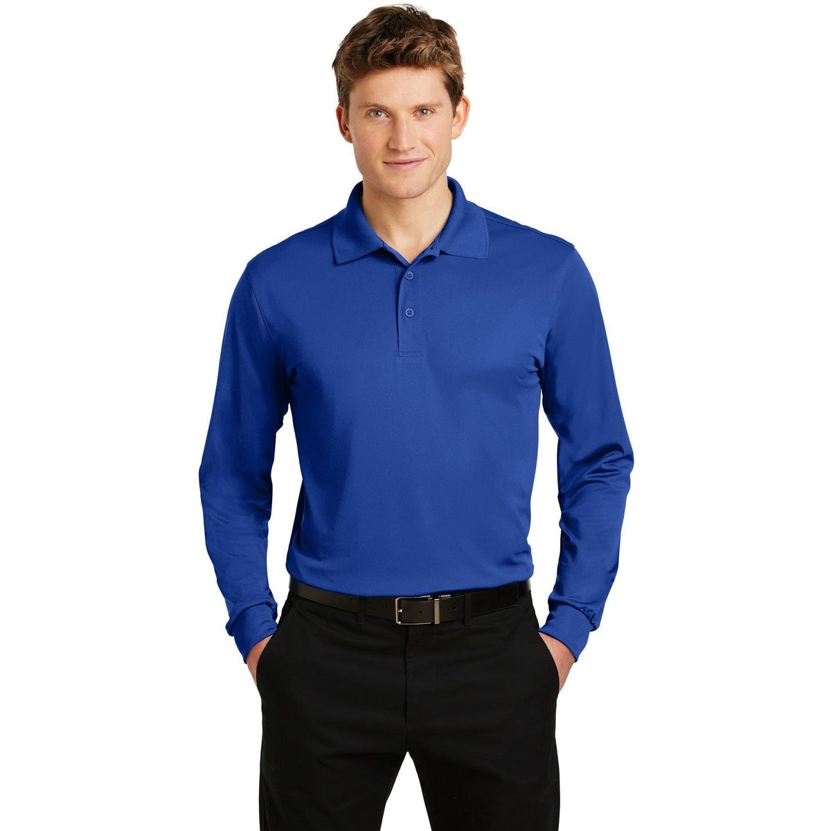 no-logo Sport-Tek Long Sleeve Micropique Sport-Wick Polo-Polos-Sport-Tek-True Royal-S-Thread Logic