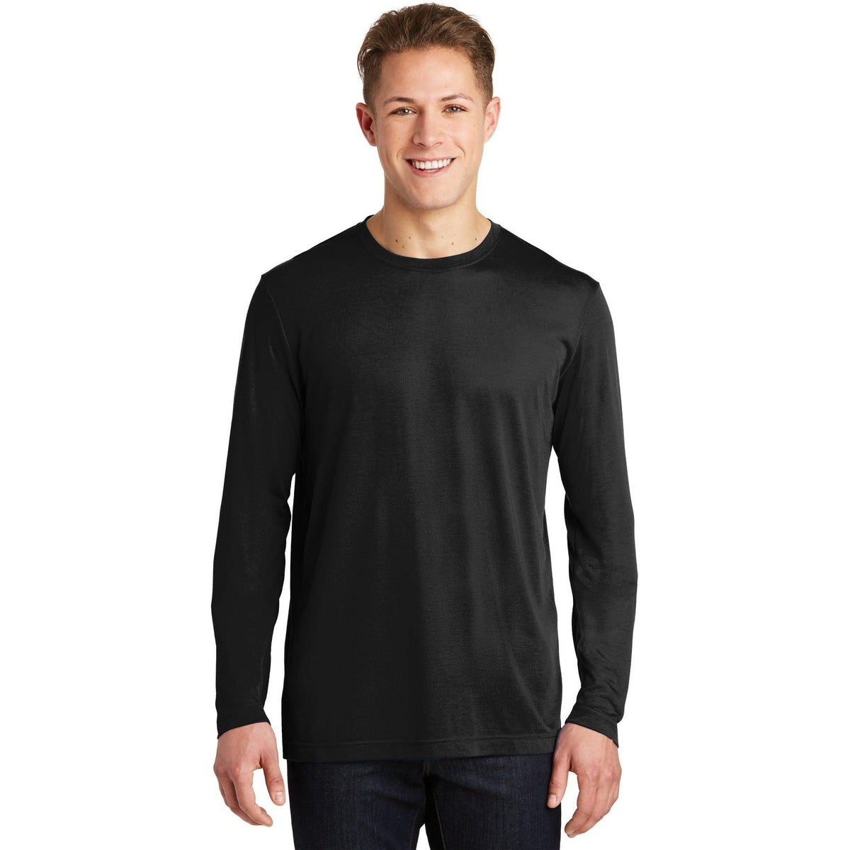 no-logo  Sport-Tek Long Sleeve Posicharge Competitor Cotton Touch Tee-Regular-Sport-Tek-Black-S-Thread Logic