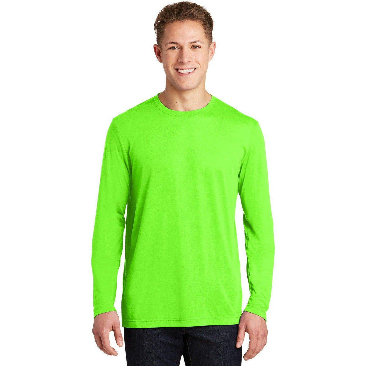 no-logo  Sport-Tek Long Sleeve Posicharge Competitor Cotton Touch Tee-Regular-Sport-Tek-Neon Green-S-Thread Logic
