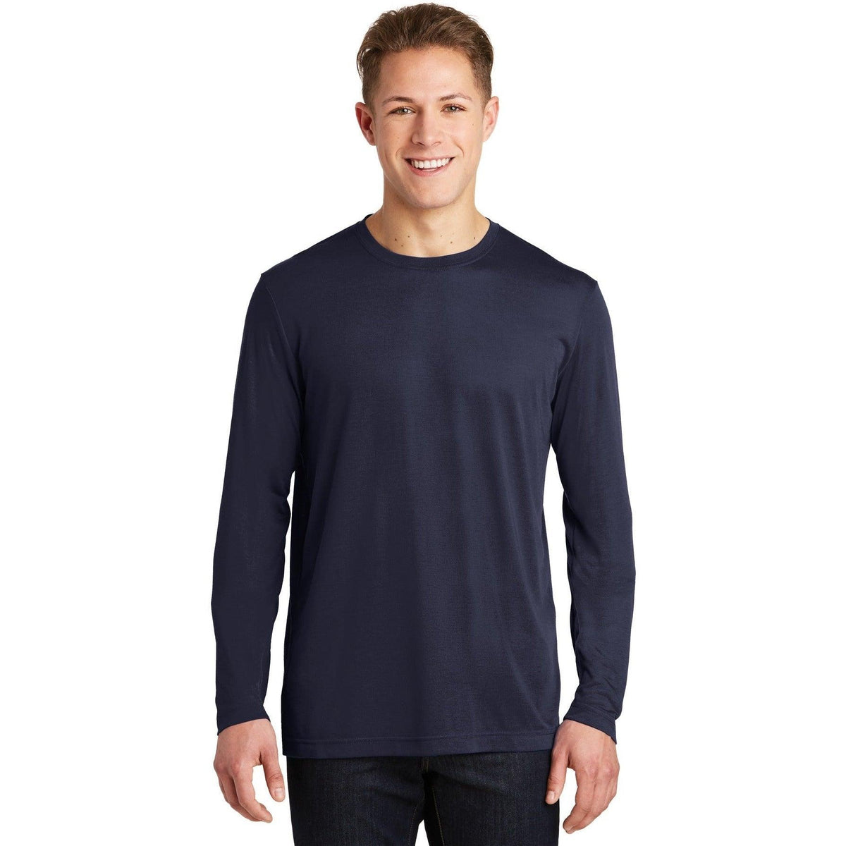 no-logo  Sport-Tek Long Sleeve Posicharge Competitor Cotton Touch Tee-Regular-Sport-Tek-True Navy-S-Thread Logic