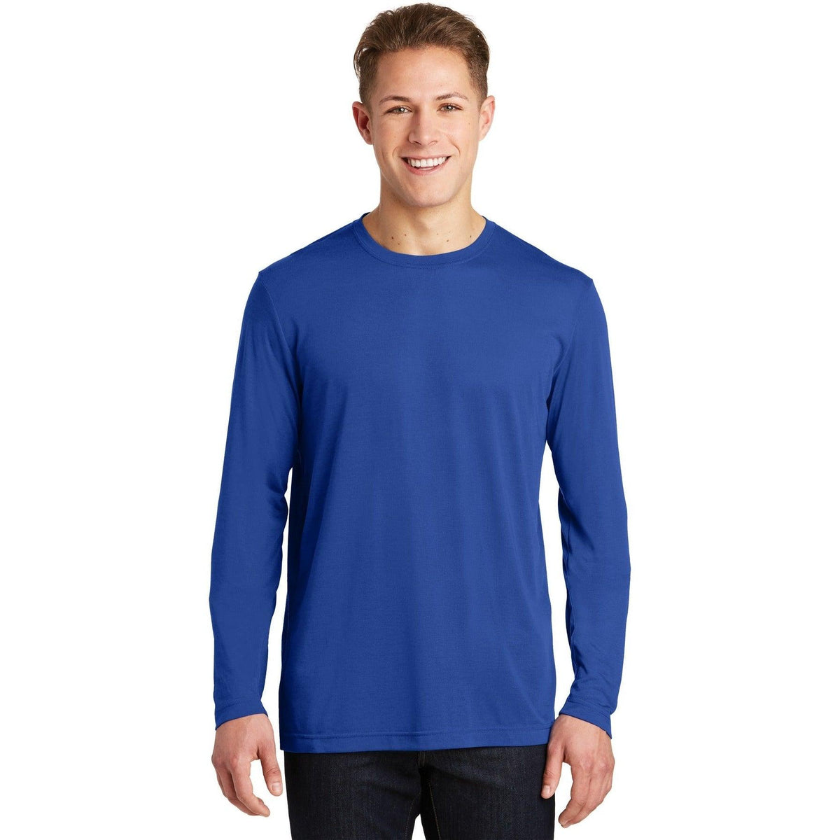 no-logo  Sport-Tek Long Sleeve Posicharge Competitor Cotton Touch Tee-Regular-Sport-Tek-True Royal-S-Thread Logic