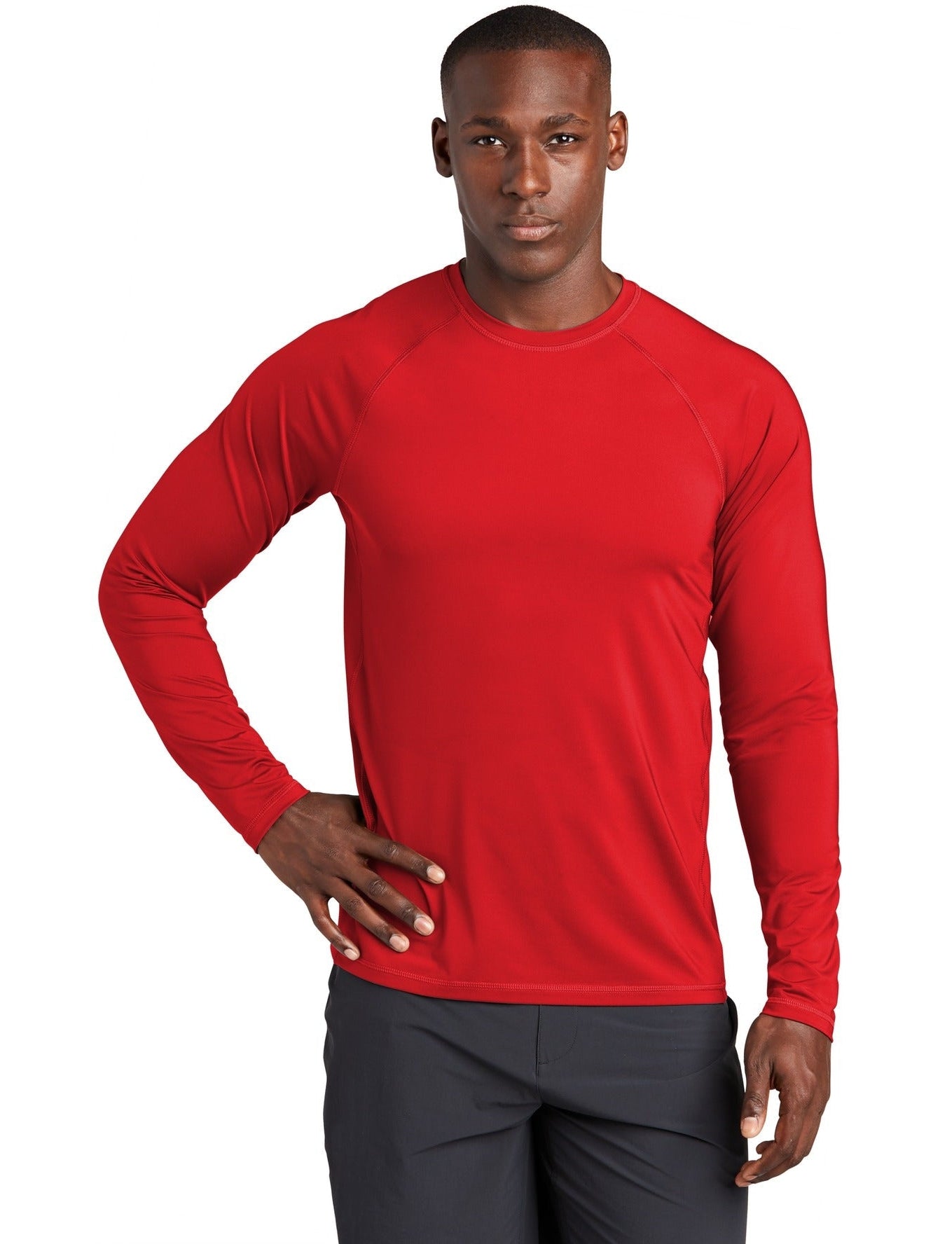  Sport-Tek Long Sleeve Rashguard Tee-Regular-Sport-Tek-True Red-S-Thread Logic