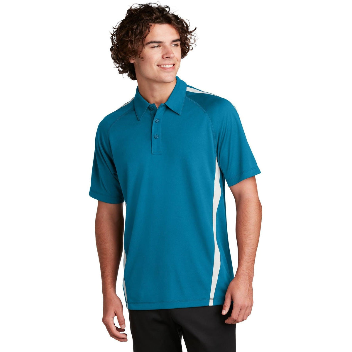 no-logo Sport-Tek Micro-Mesh Colorblock Polo-Regular-Sport-Tek-Blue Wake/White-S-Thread Logic