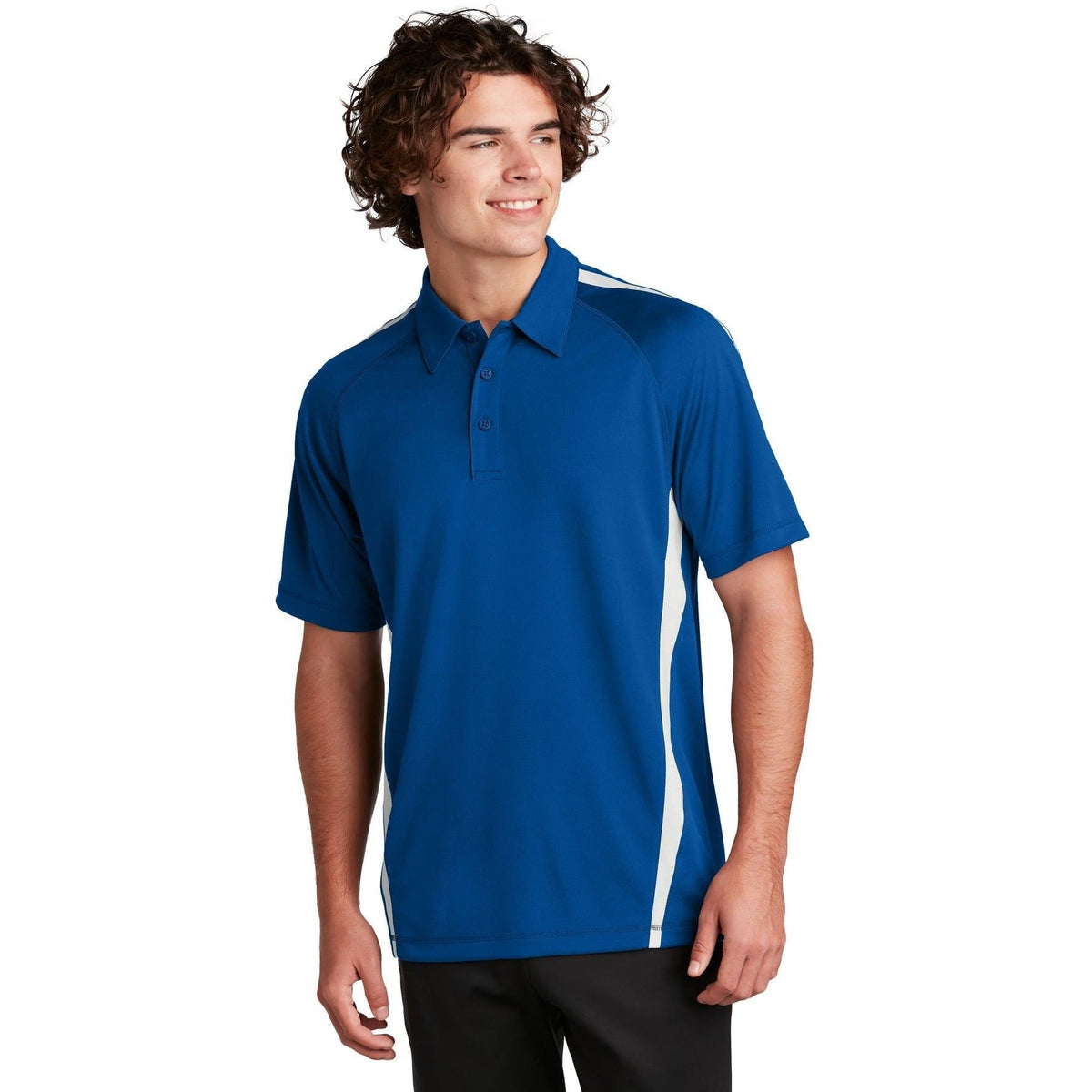 no-logo Sport-Tek Micro-Mesh Colorblock Polo-Regular-Sport-Tek-True Royal/White-S-Thread Logic