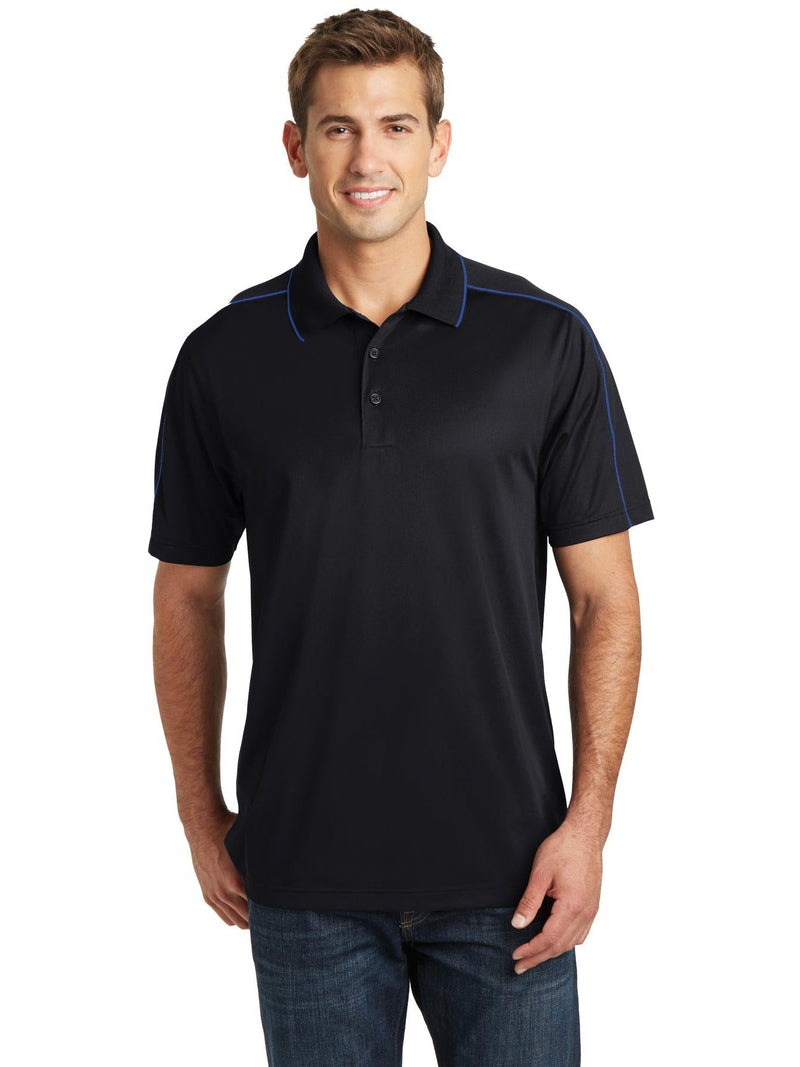  Sport-Tek Micropique Sport-Wick Piped Polo-Regular-Sport-Tek-Black/True Royal-S-Thread Logic