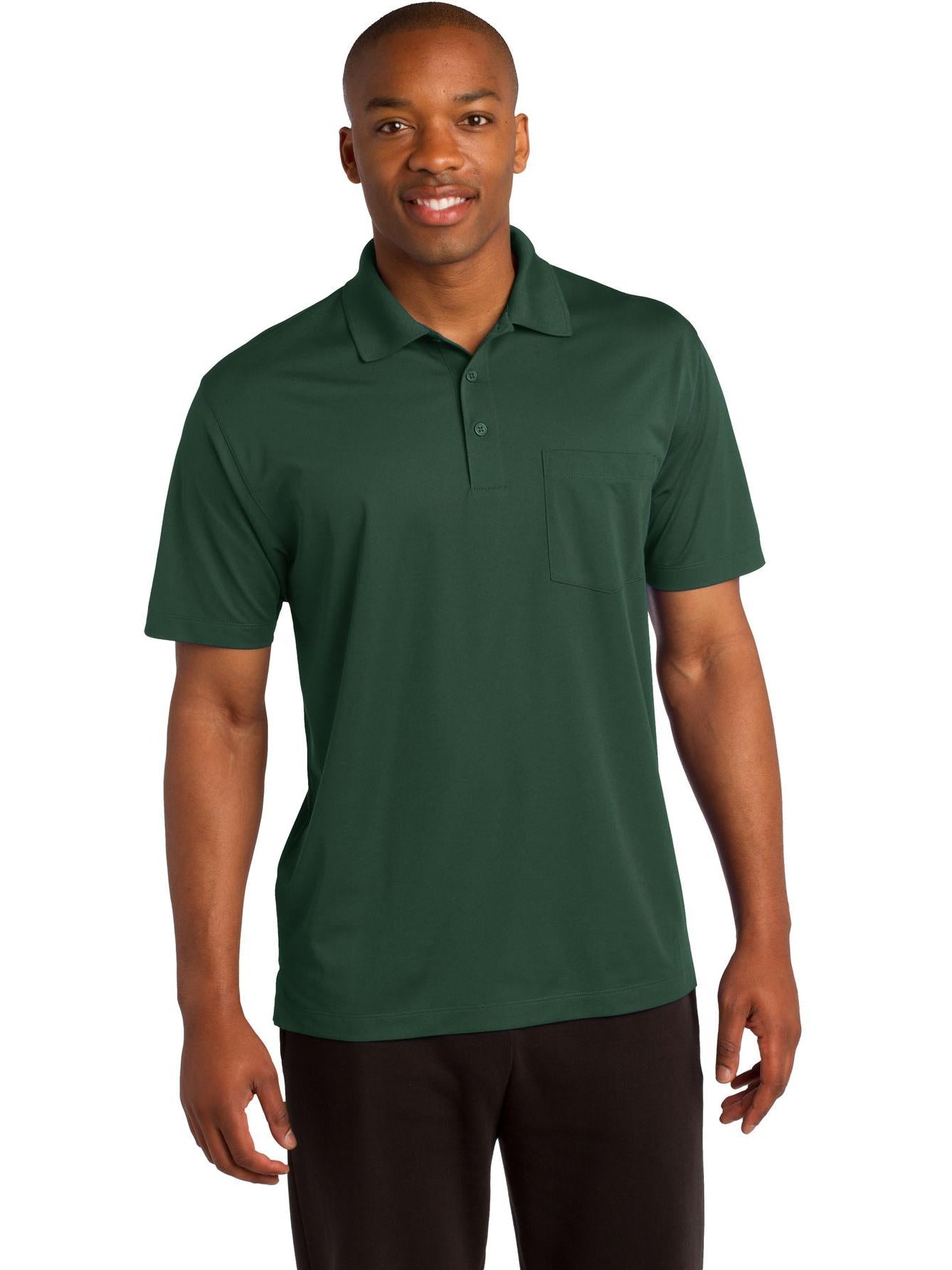  Sport-Tek Micropique Sport-Wick Pocket Polo-Regular-Sport-Tek-Forest Green-S-Thread Logic