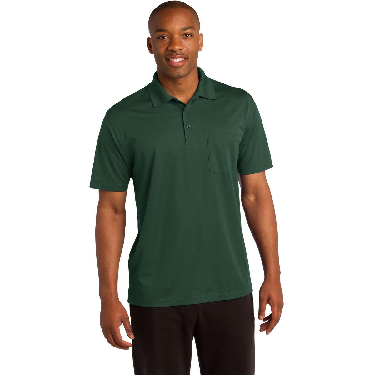 logo-left Sport-Tek Micropique Sport-Wick Pocket Polo-Regular-Sport-Tek-Forest Green-S-Thread Logic