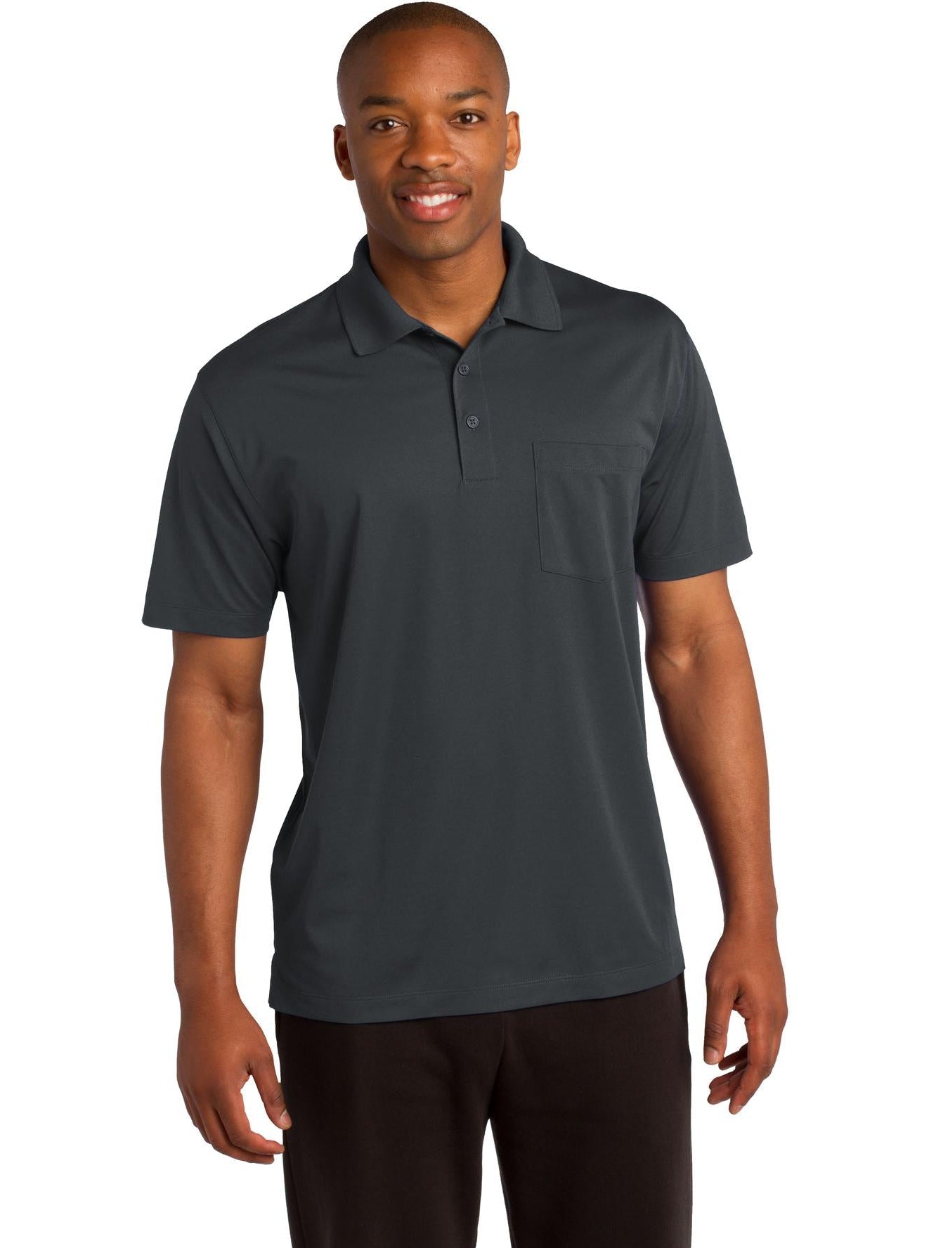  Sport-Tek Micropique Sport-Wick Pocket Polo-Regular-Sport-Tek-Iron Grey-S-Thread Logic