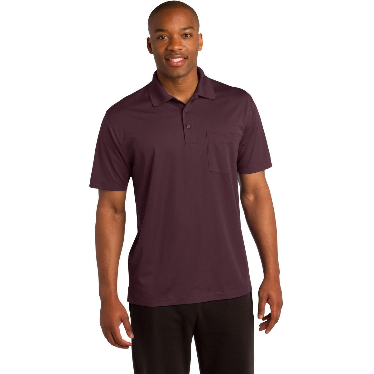 logo-left Sport-Tek Micropique Sport-Wick Pocket Polo-Regular-Sport-Tek-Maroon-S-Thread Logic