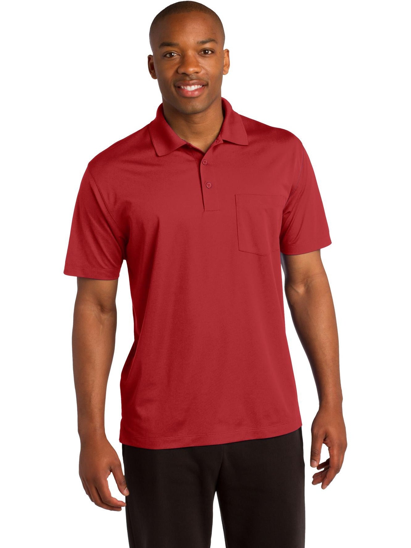  Sport-Tek Micropique Sport-Wick Pocket Polo-Regular-Sport-Tek-True Red-S-Thread Logic