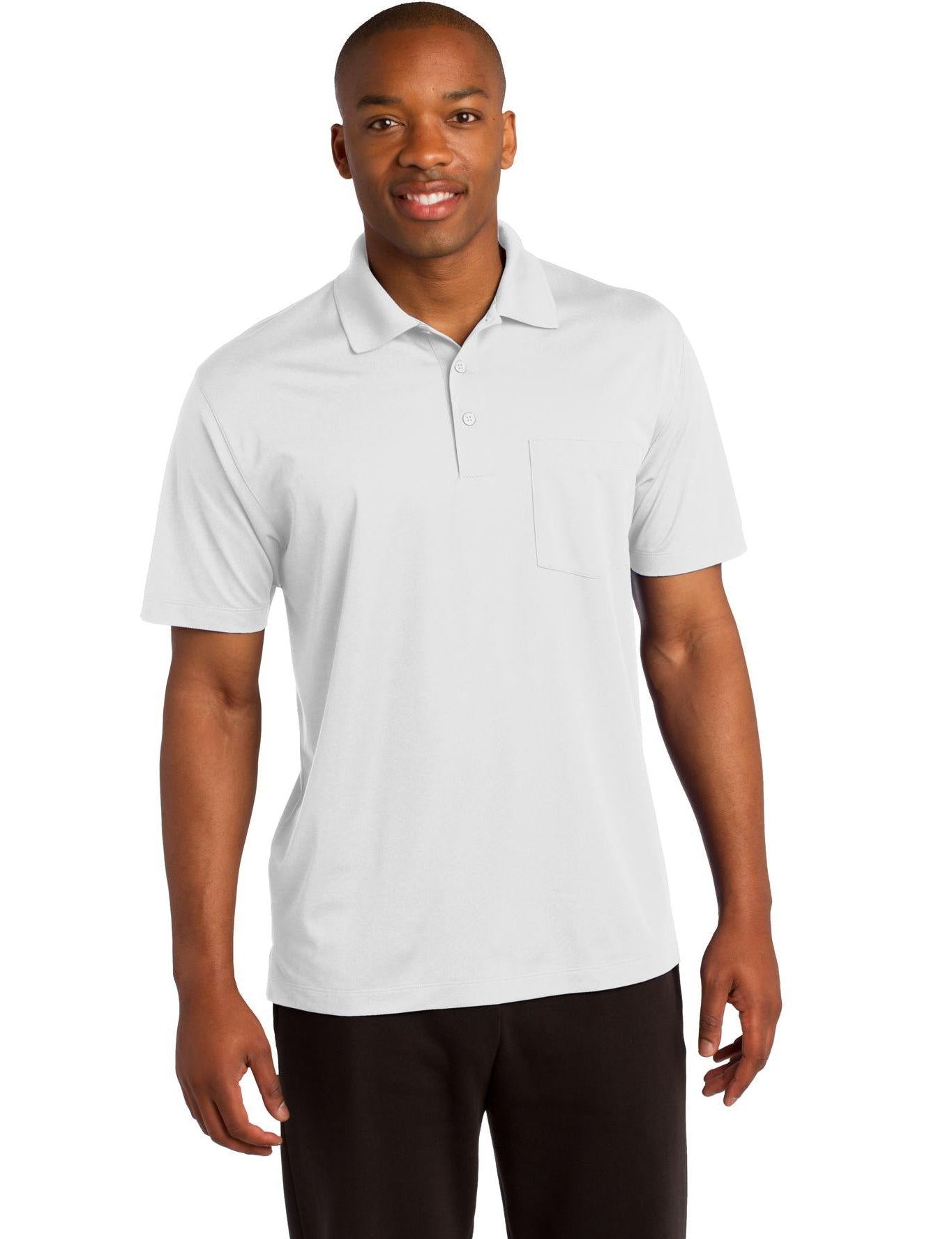  Sport-Tek Micropique Sport-Wick Pocket Polo-Regular-Sport-Tek-White-S-Thread Logic