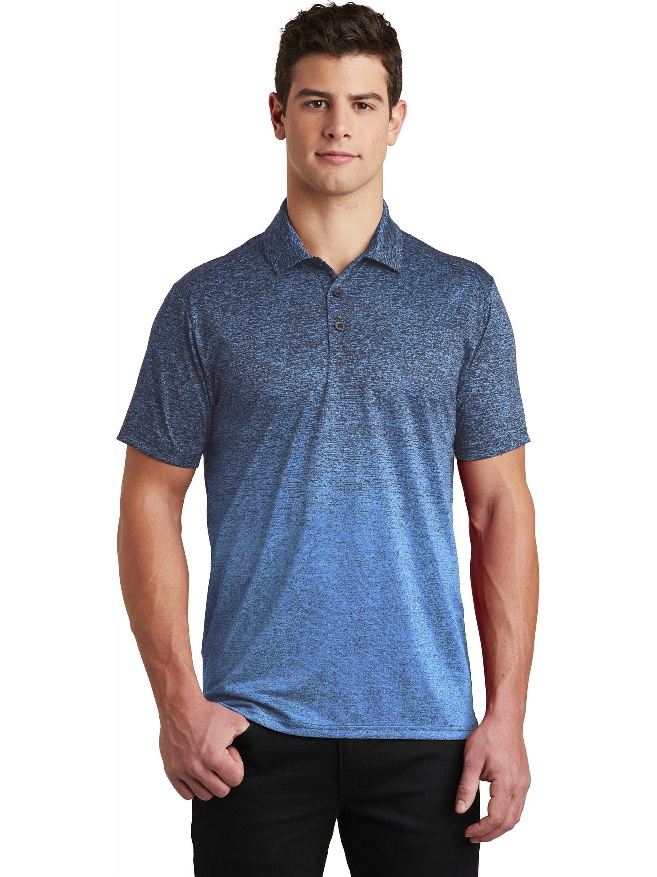  Sport-Tek Ombre Heather Polo-Regular-Sport-Tek-Carolina Blue/True Navy-XS-Thread Logic