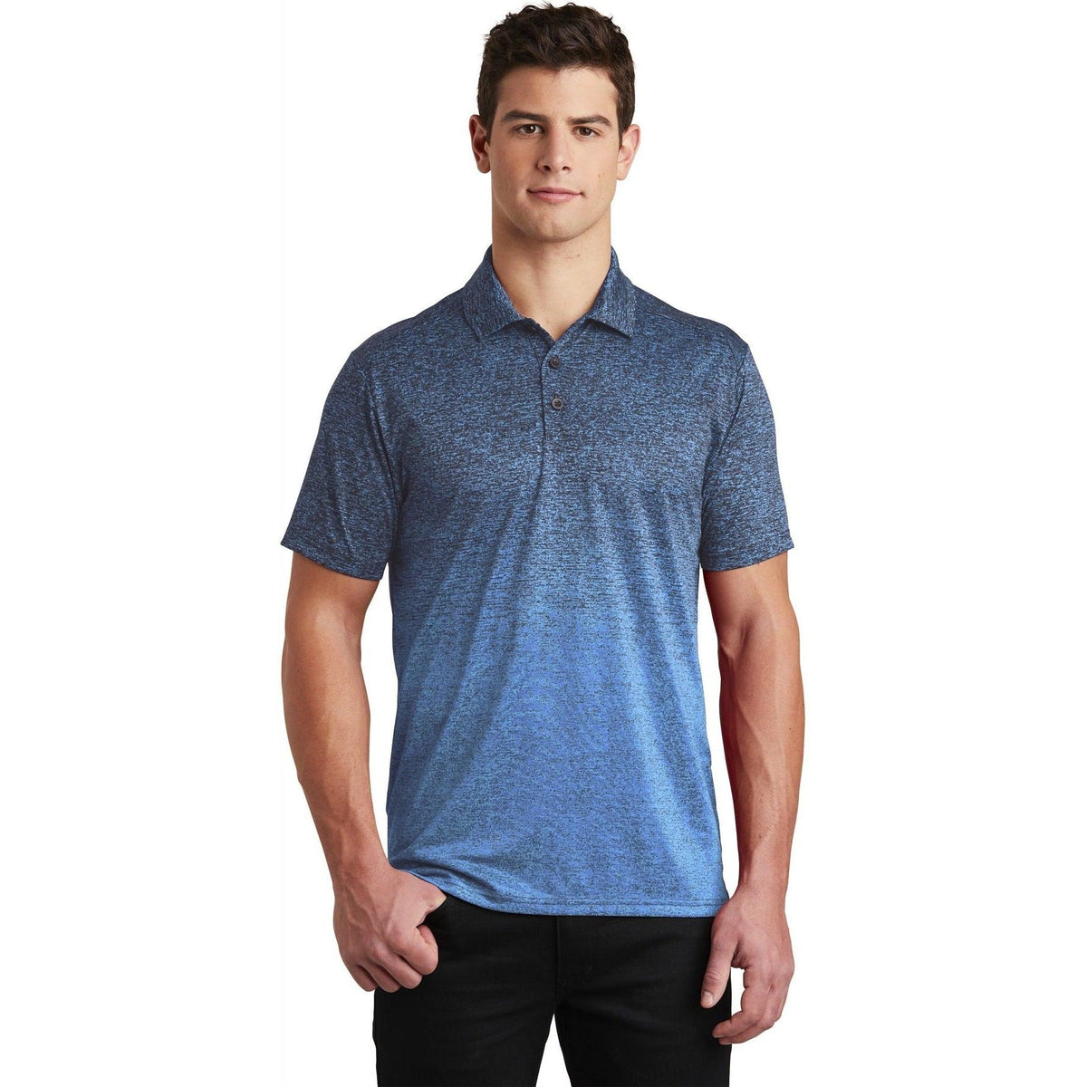 no-logo Sport-Tek Ombre Heather Polo-Regular-Sport-Tek-Carolina Blue/True Navy-XS-Thread Logic
