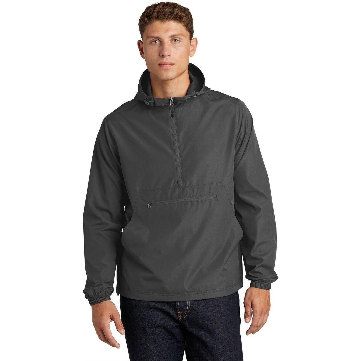 no-logo Sport-Tek Packable Anorak-Regular-Sport-Tek-Graphite-S-Thread Logic
