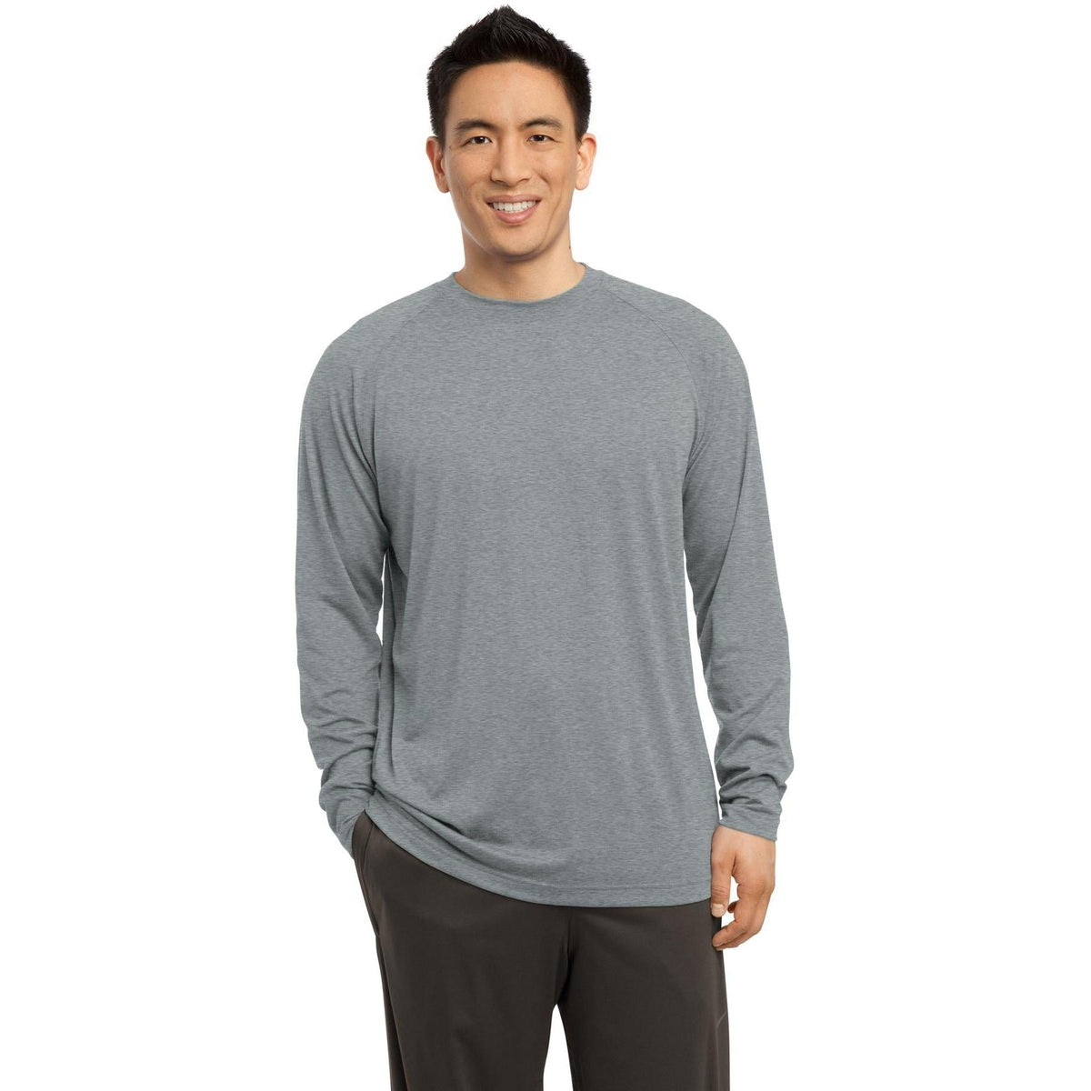 no-logo Sport-Tek Performance Crew-Regular-Sport-Tek-Heather Grey-S-Thread Logic